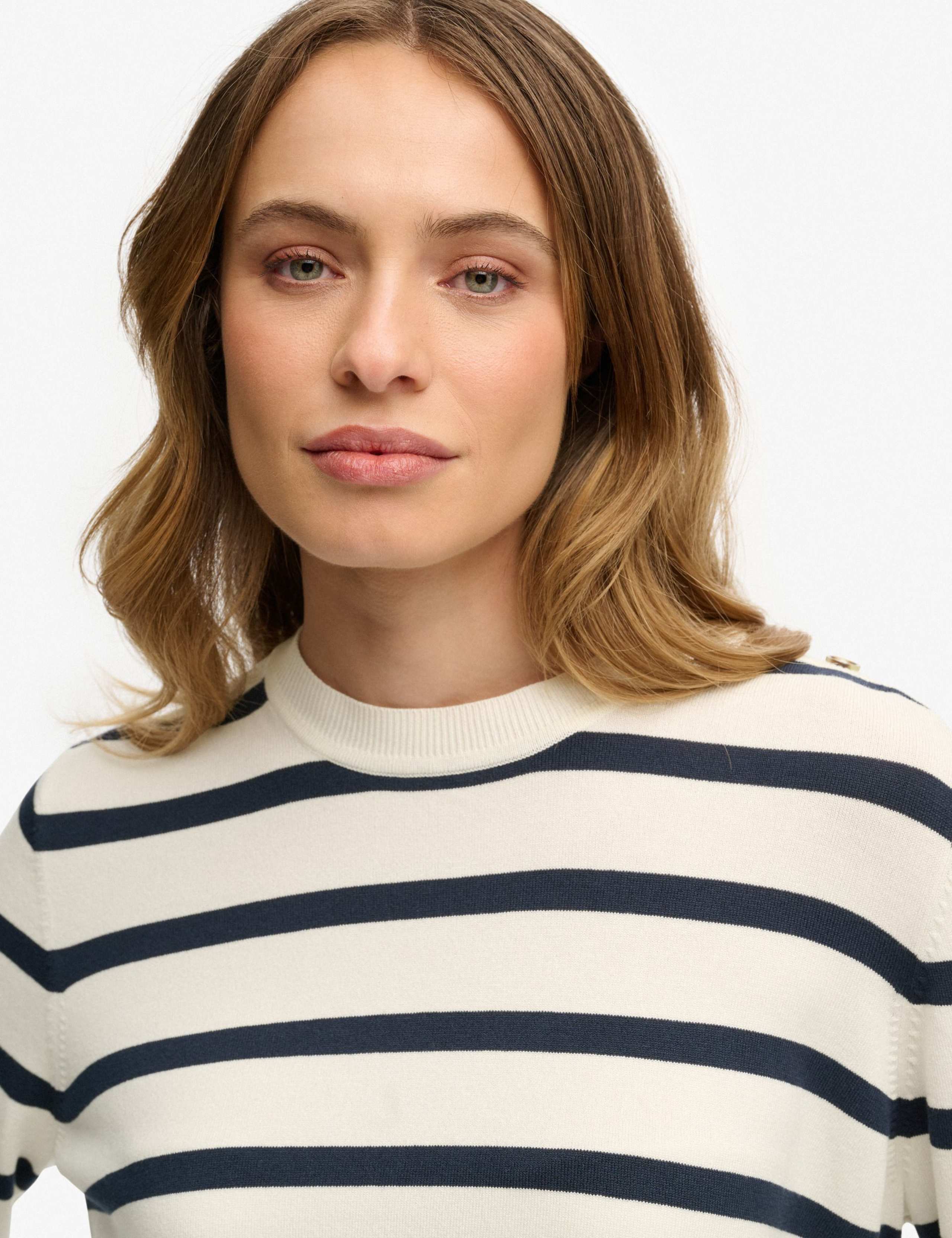 Striped Crew Neck Button Detail Jumper 6 of 6