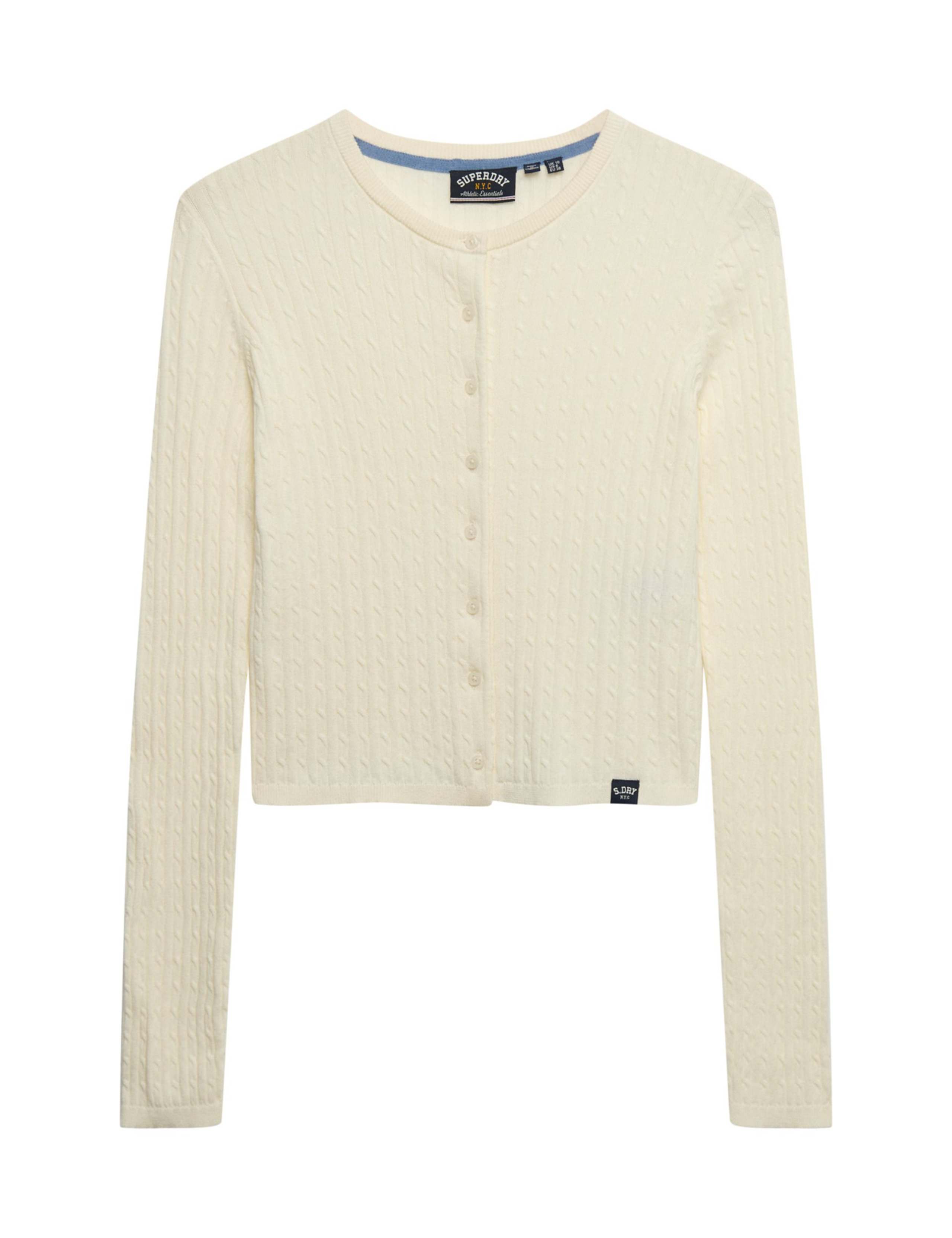 Pure Cotton Cable Knit Crew Neck Cardigan 2 of 6