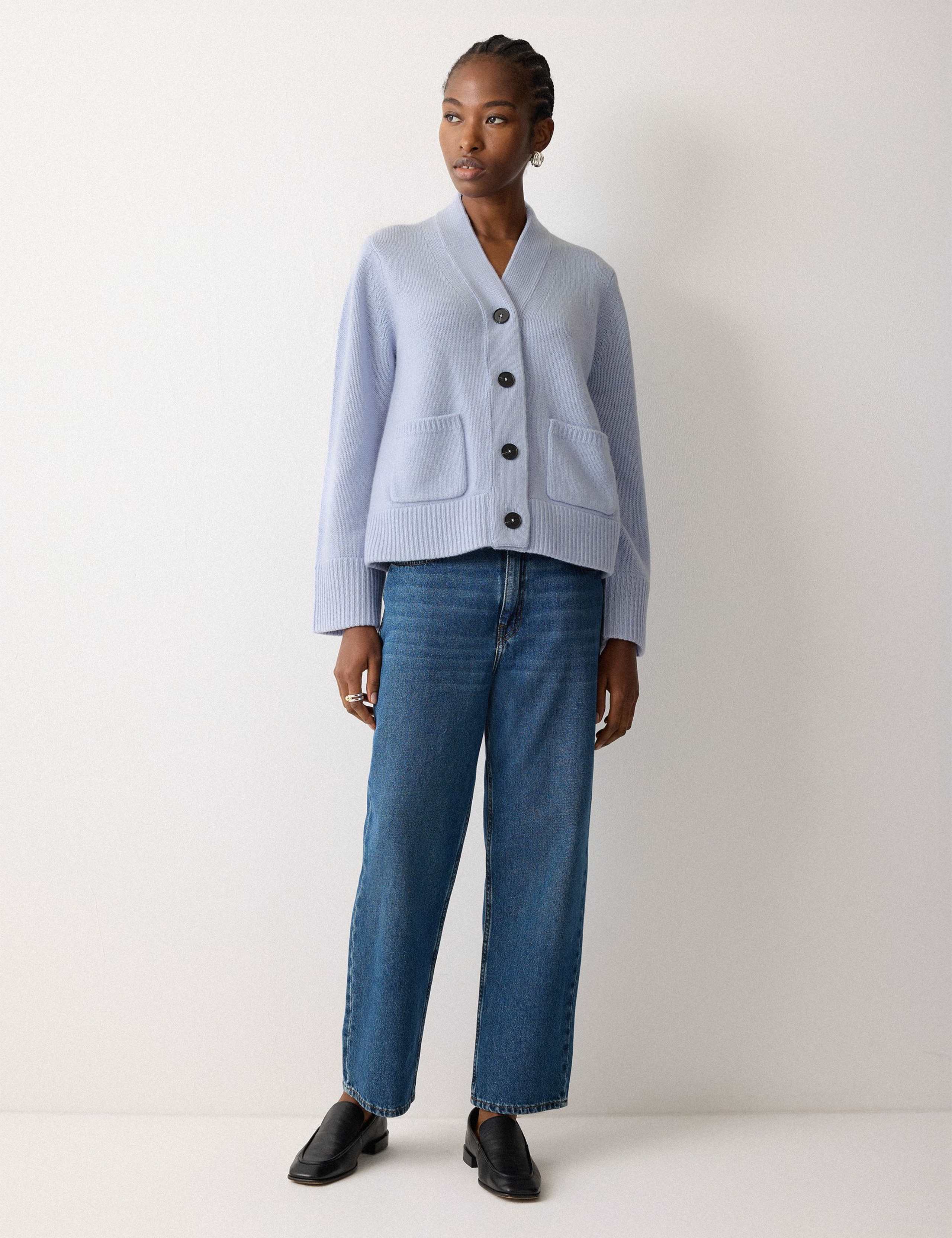 Wool Rich Chunky V-Neck A-Line Cardigan 3 of 6