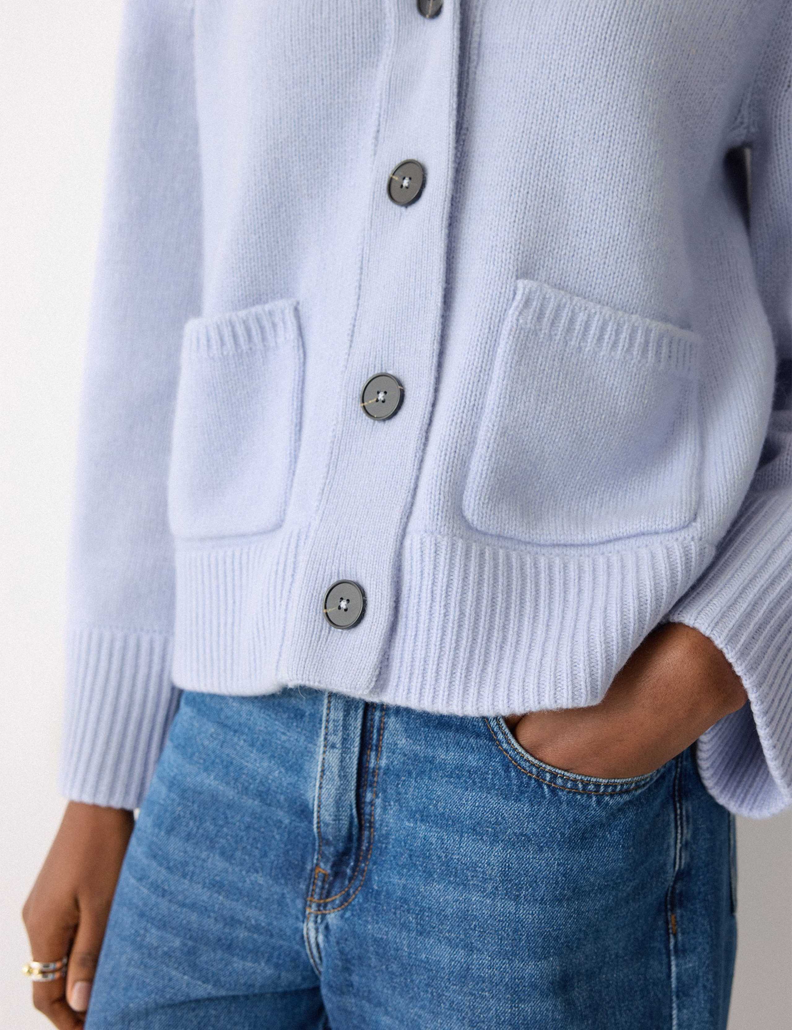 Wool Rich Chunky V-Neck A-Line Cardigan 5 of 6