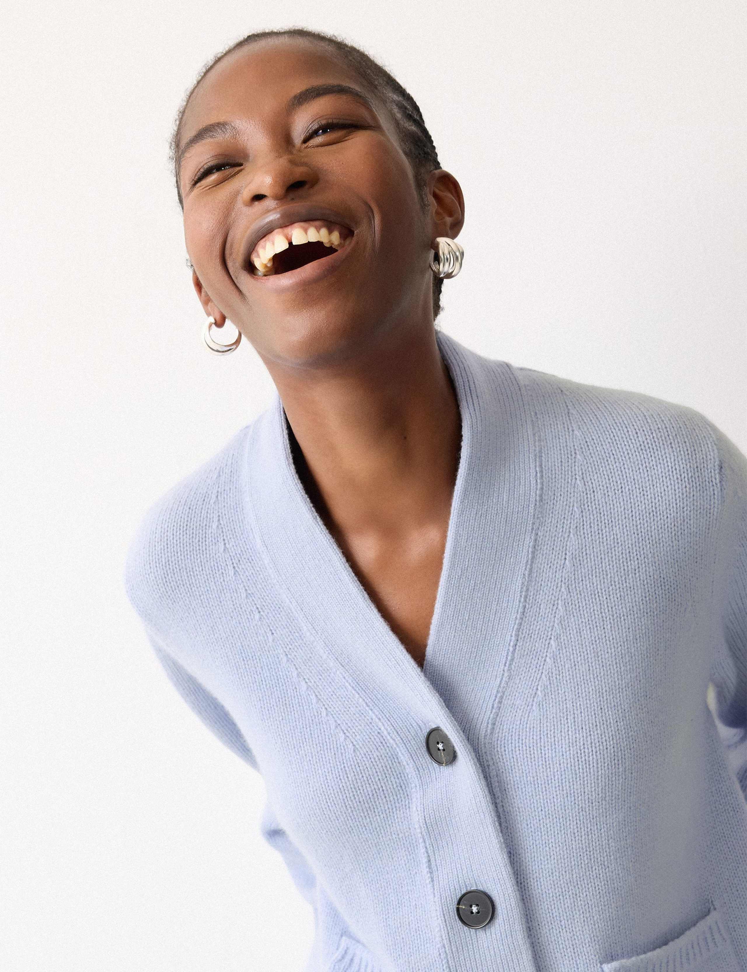 Wool Rich Chunky V-Neck A-Line Cardigan 6 of 6