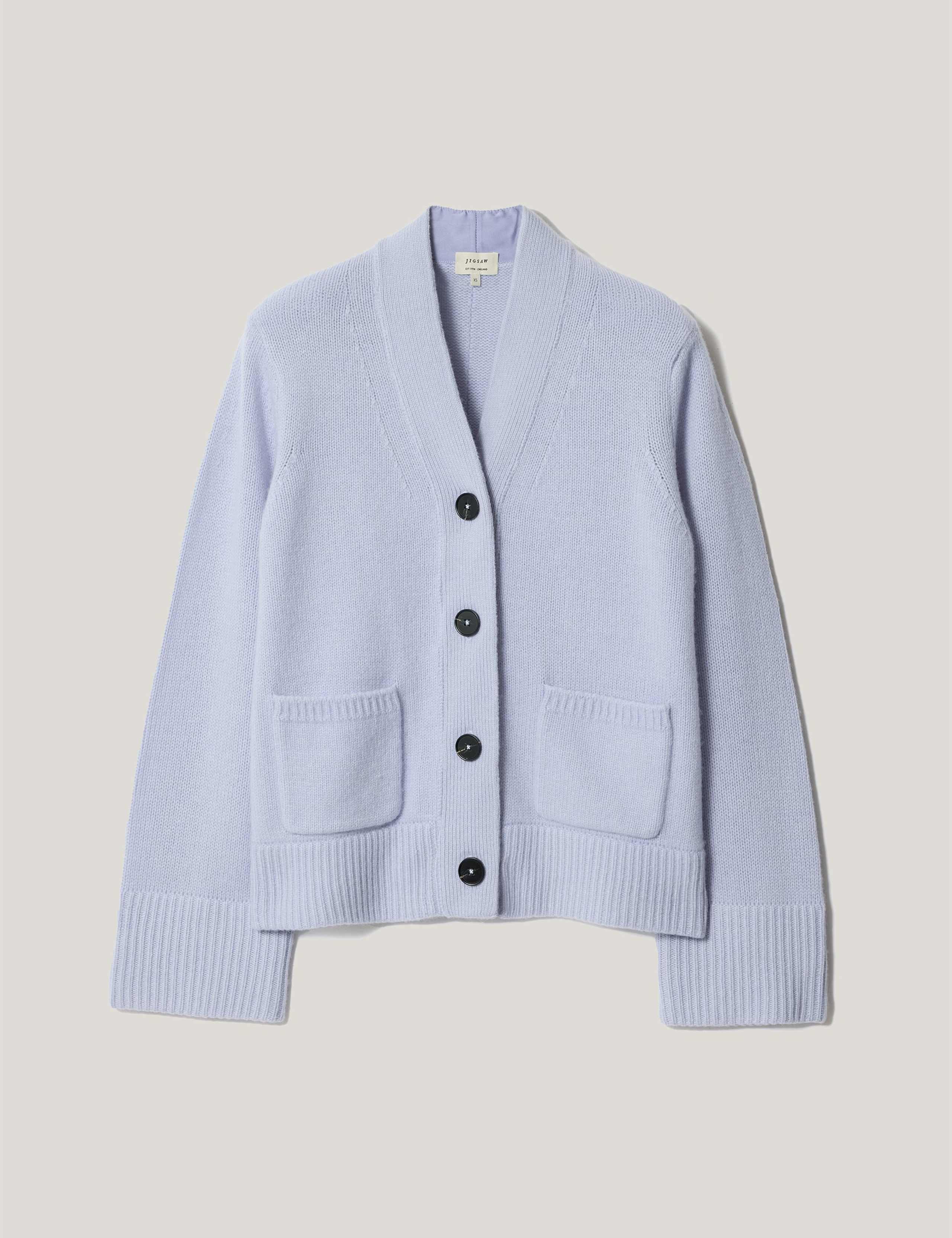 Wool Rich Chunky V-Neck A-Line Cardigan 2 of 6