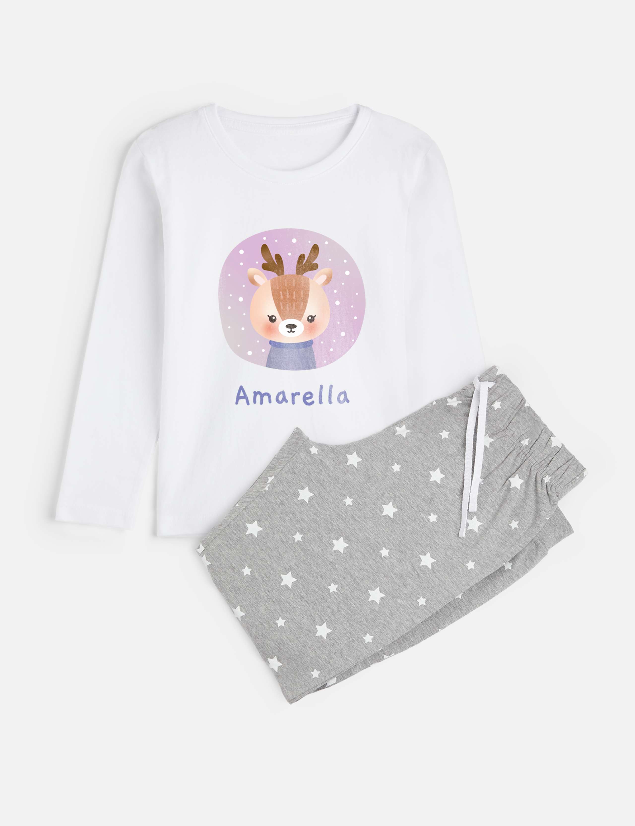 Personalised Girls Reindeer Family Pyjamas 1 of 3