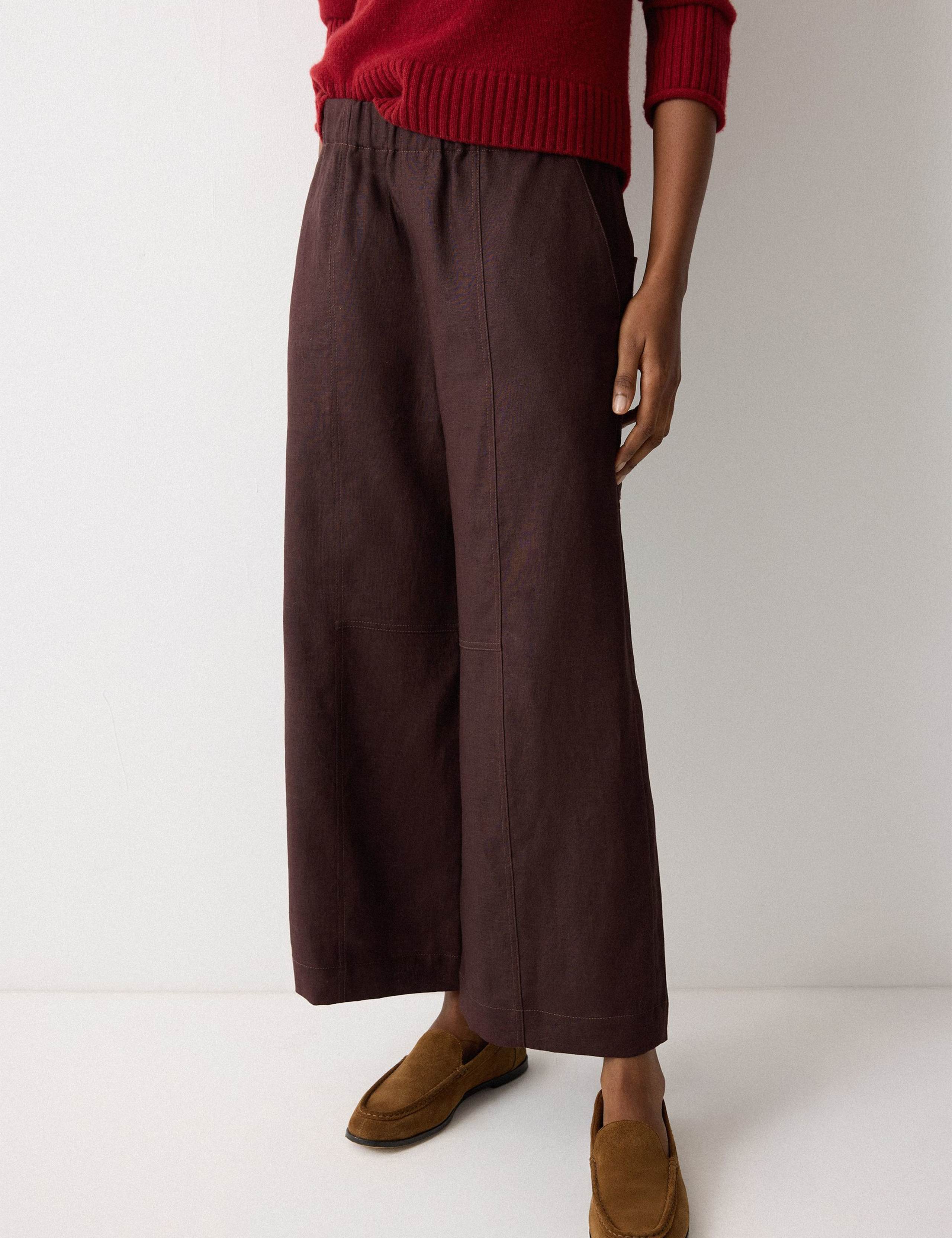 Pure Linen Wide Leg Ankle Grazer Trousers 2 of 5