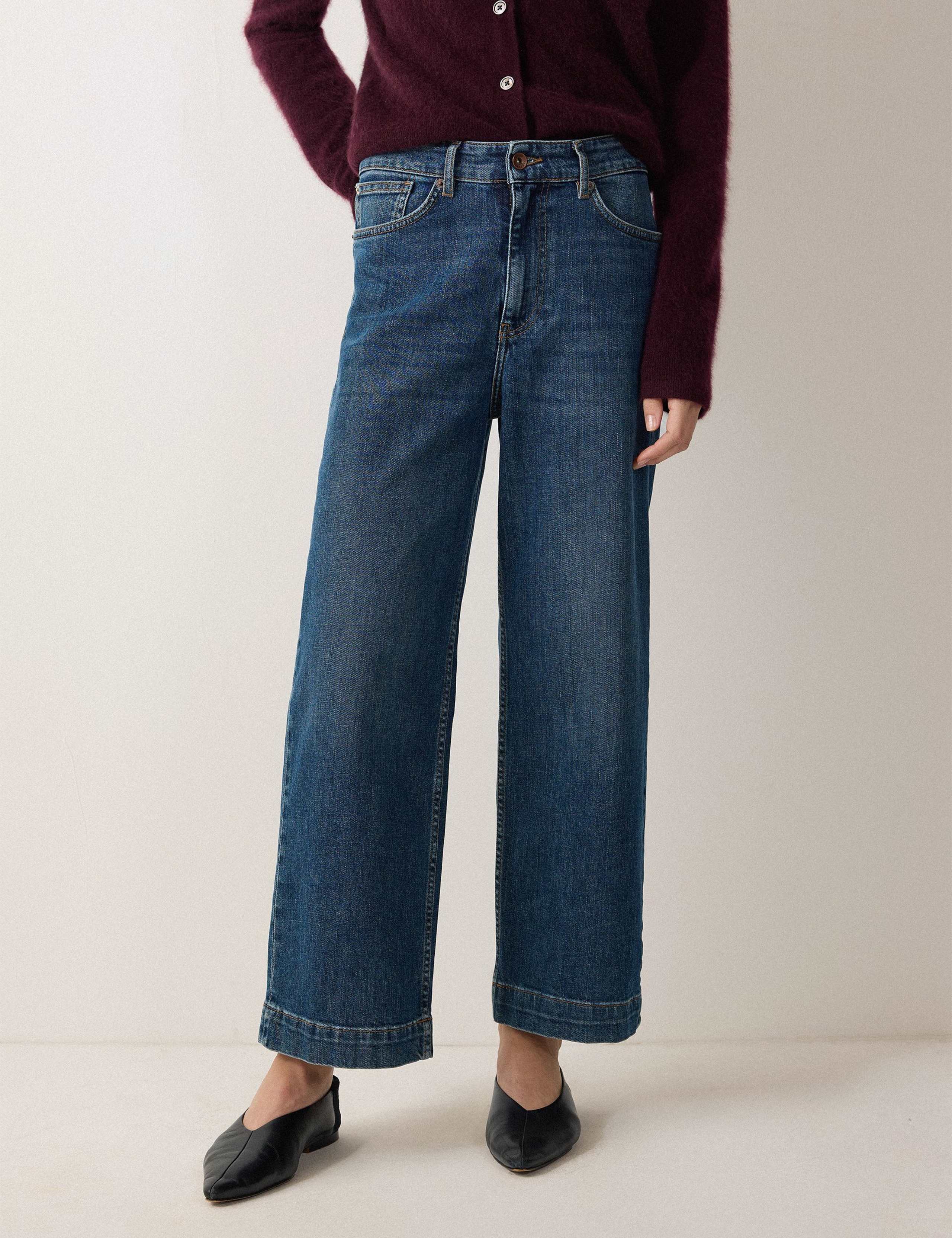 High Waisted Wide Leg Ankle Grazer Jeans 2 of 4