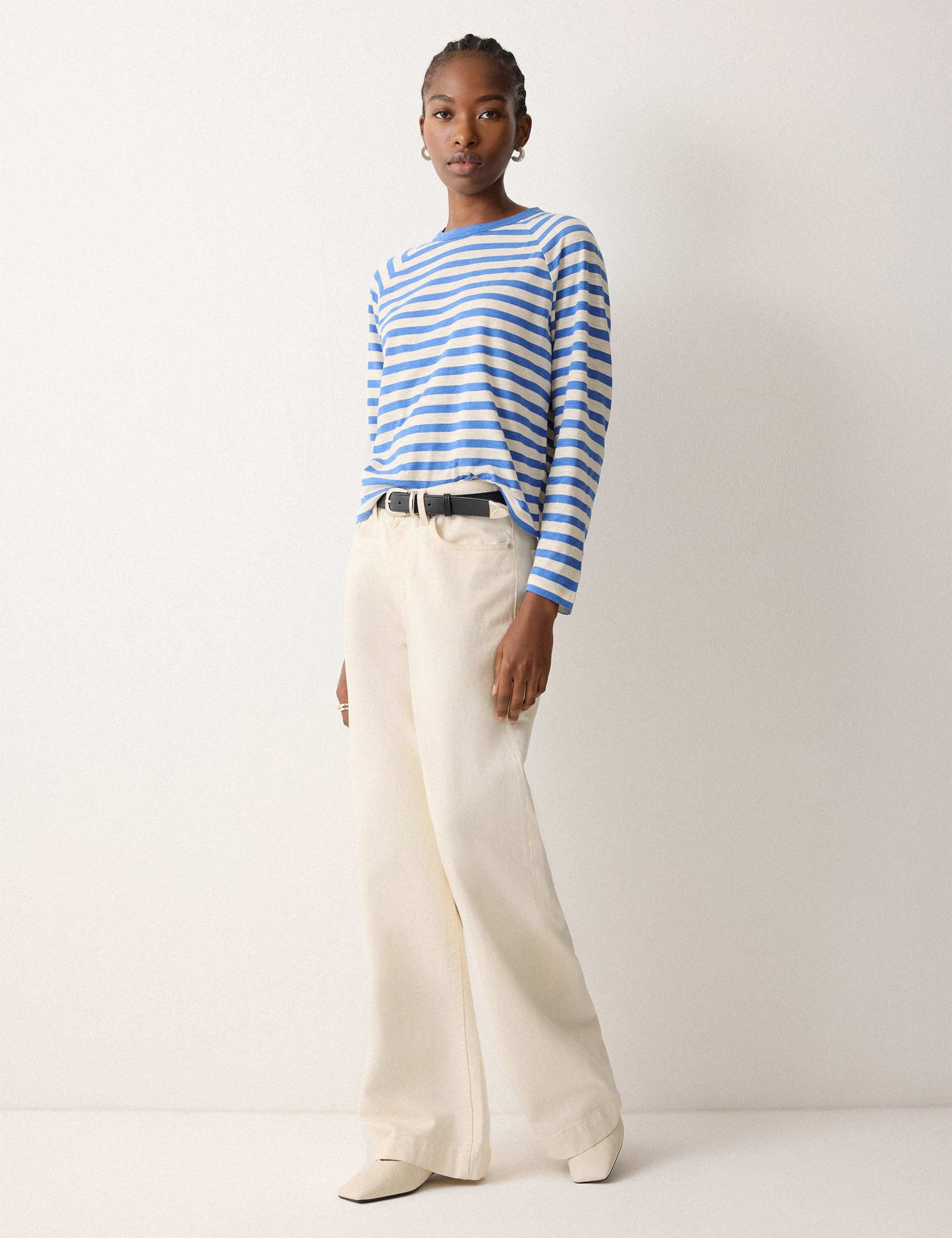 Pure Cotton Striped Raglan Sleeve Top 3 of 6