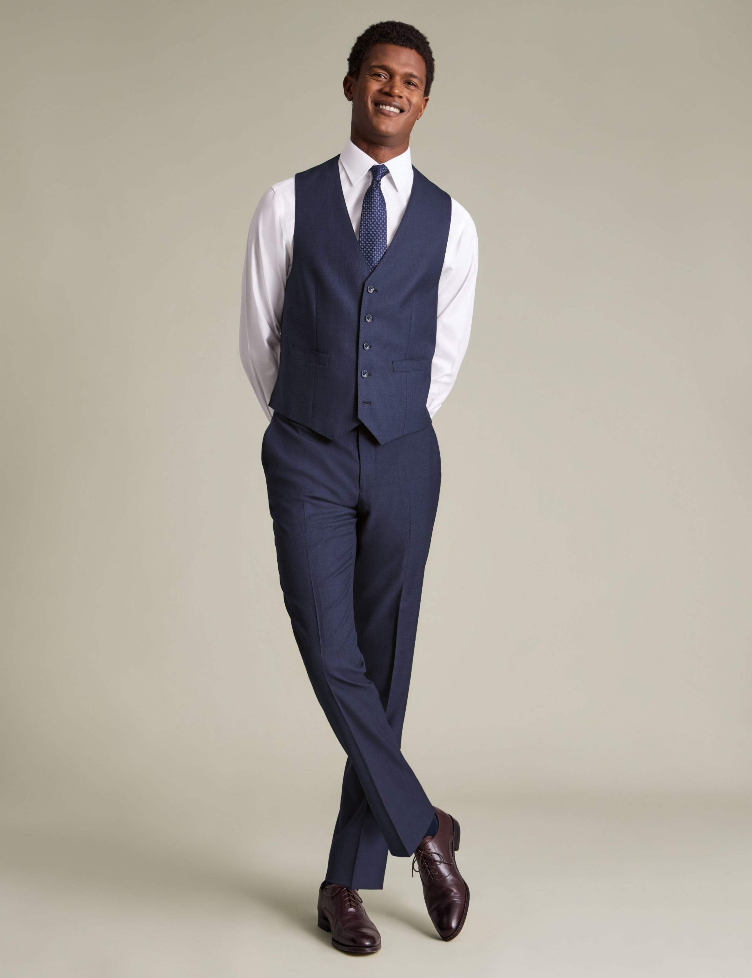 Regular Fit Pure Wool Textured Waistcoat 1 of 3