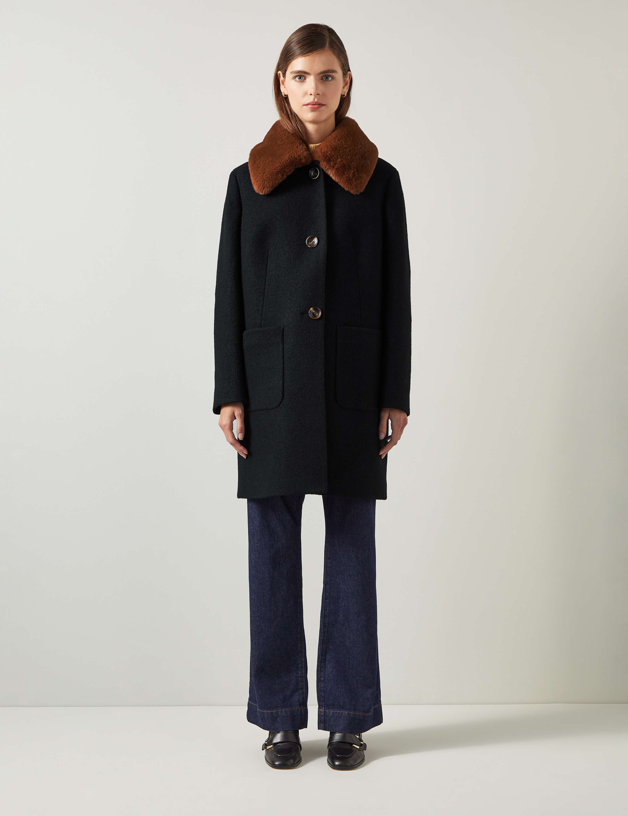 Pure Wool Faux Fur Collar Coat 2 of 4