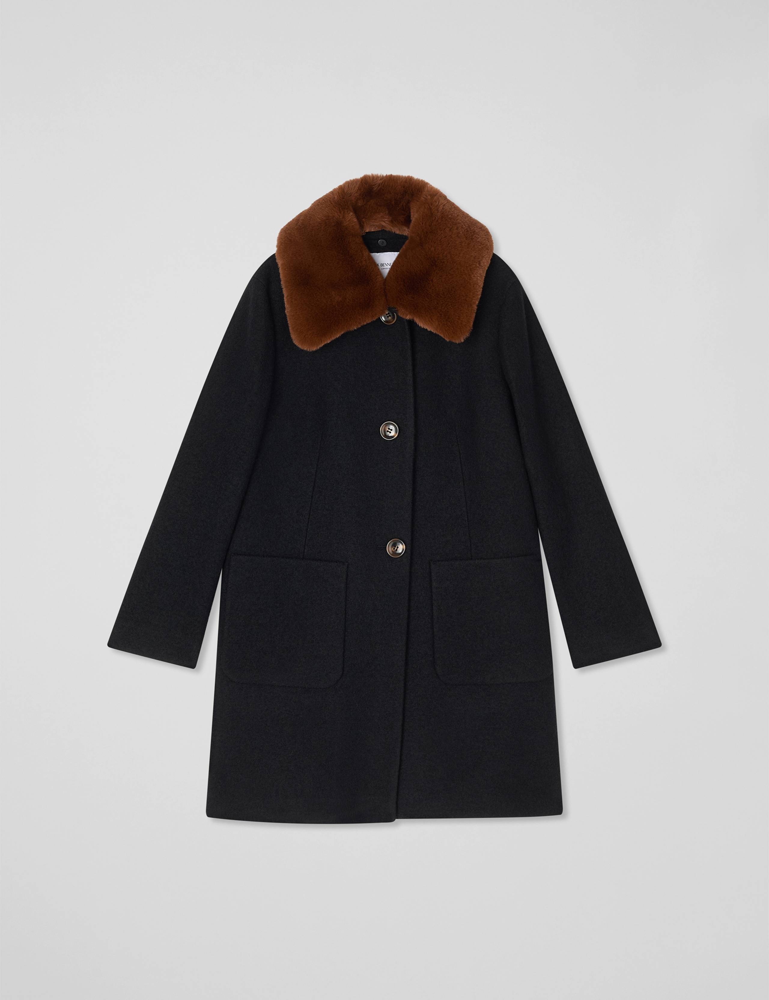 Pure Wool Faux Fur Collar Coat 1 of 4