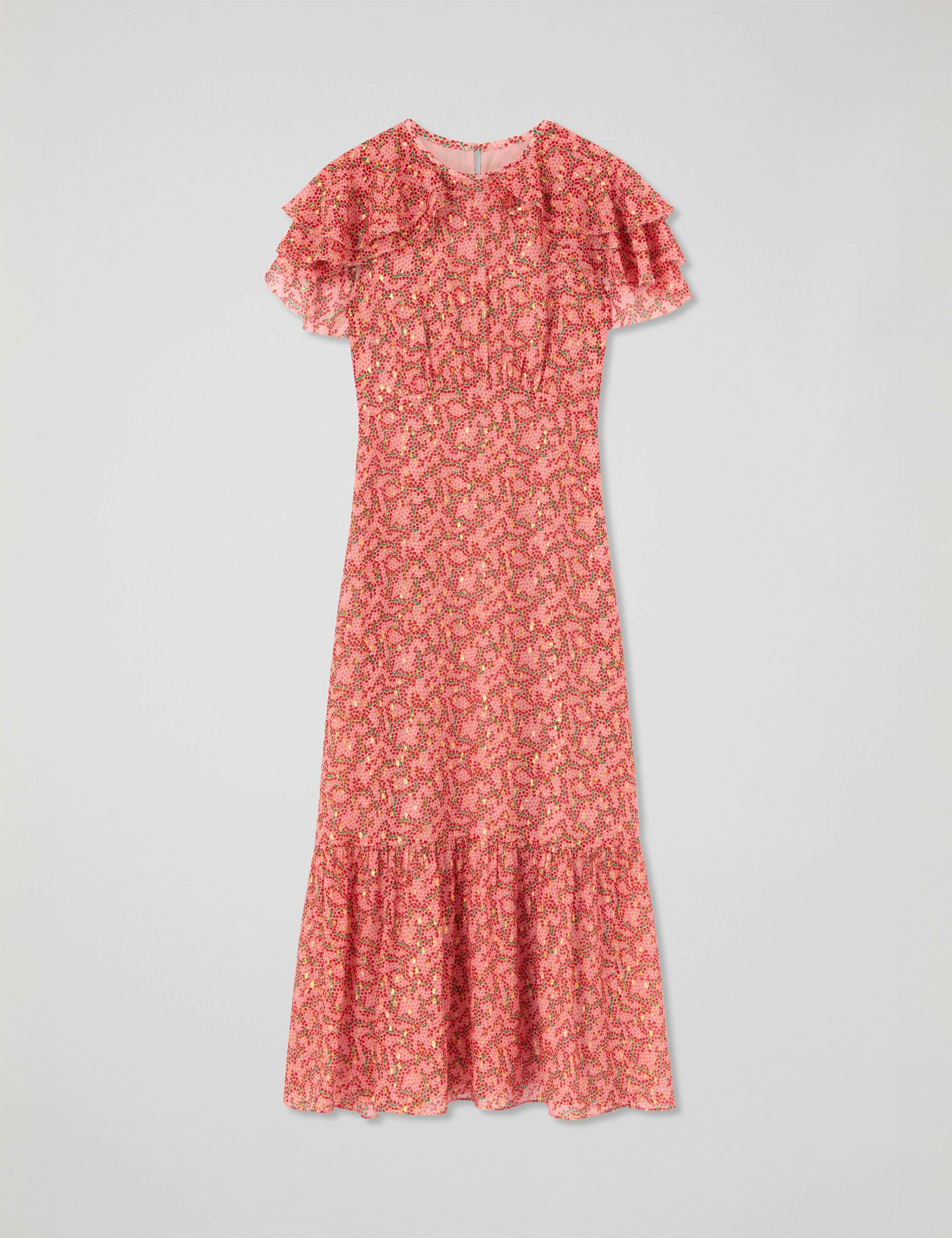 Silk Rich Ditsy Midaxi Tiered Skater Dress 2 of 4