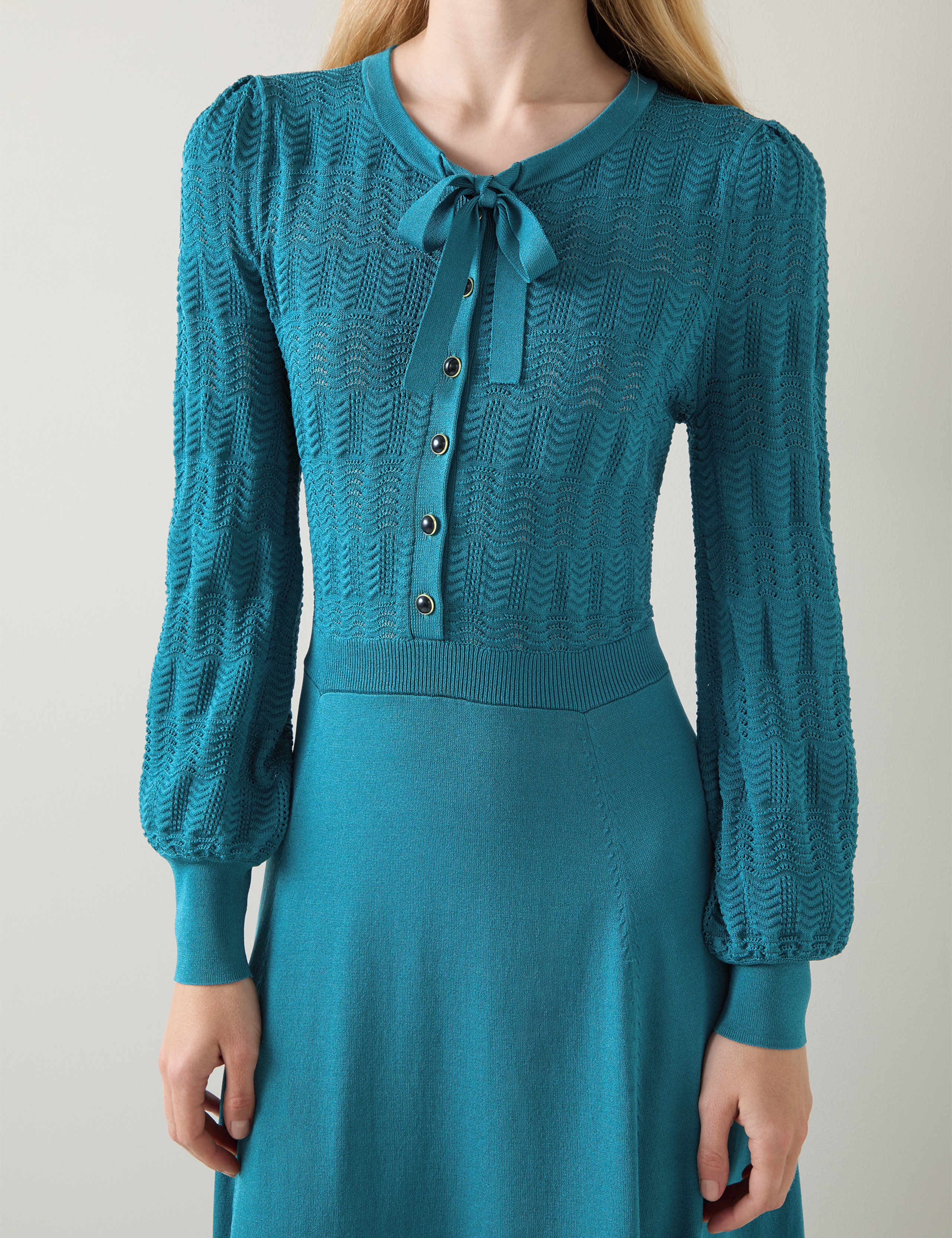 Tie Neck Knee Length Skater Dress 4 of 4