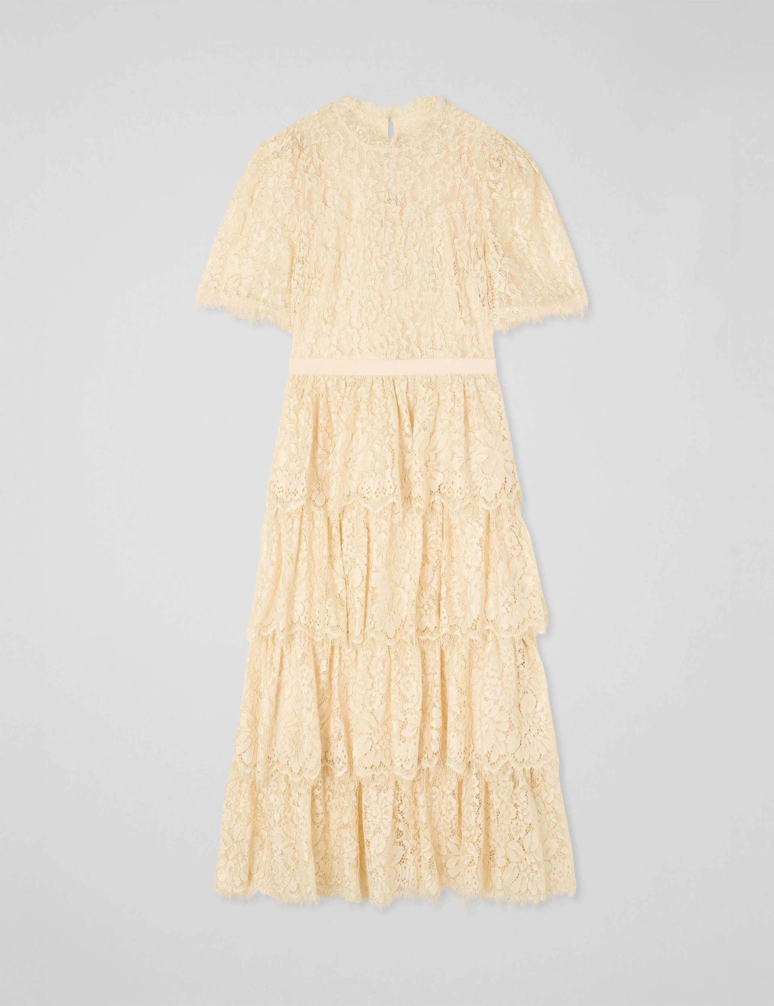 Cotton Blend Lace Ruffle Midaxi Tiered Dress 2 of 2