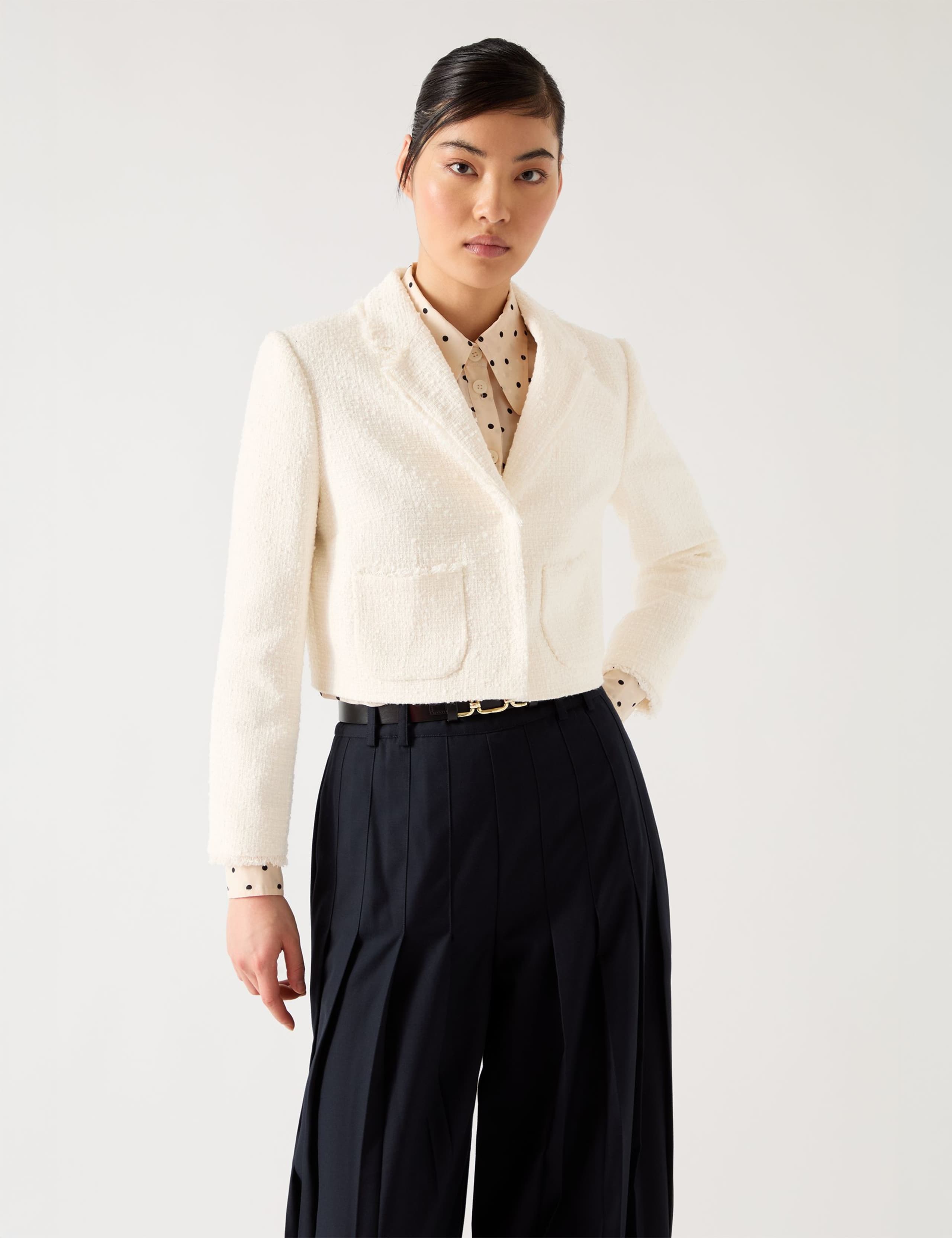 Tweed Textured Collared Cropped Jacket 3 of 4