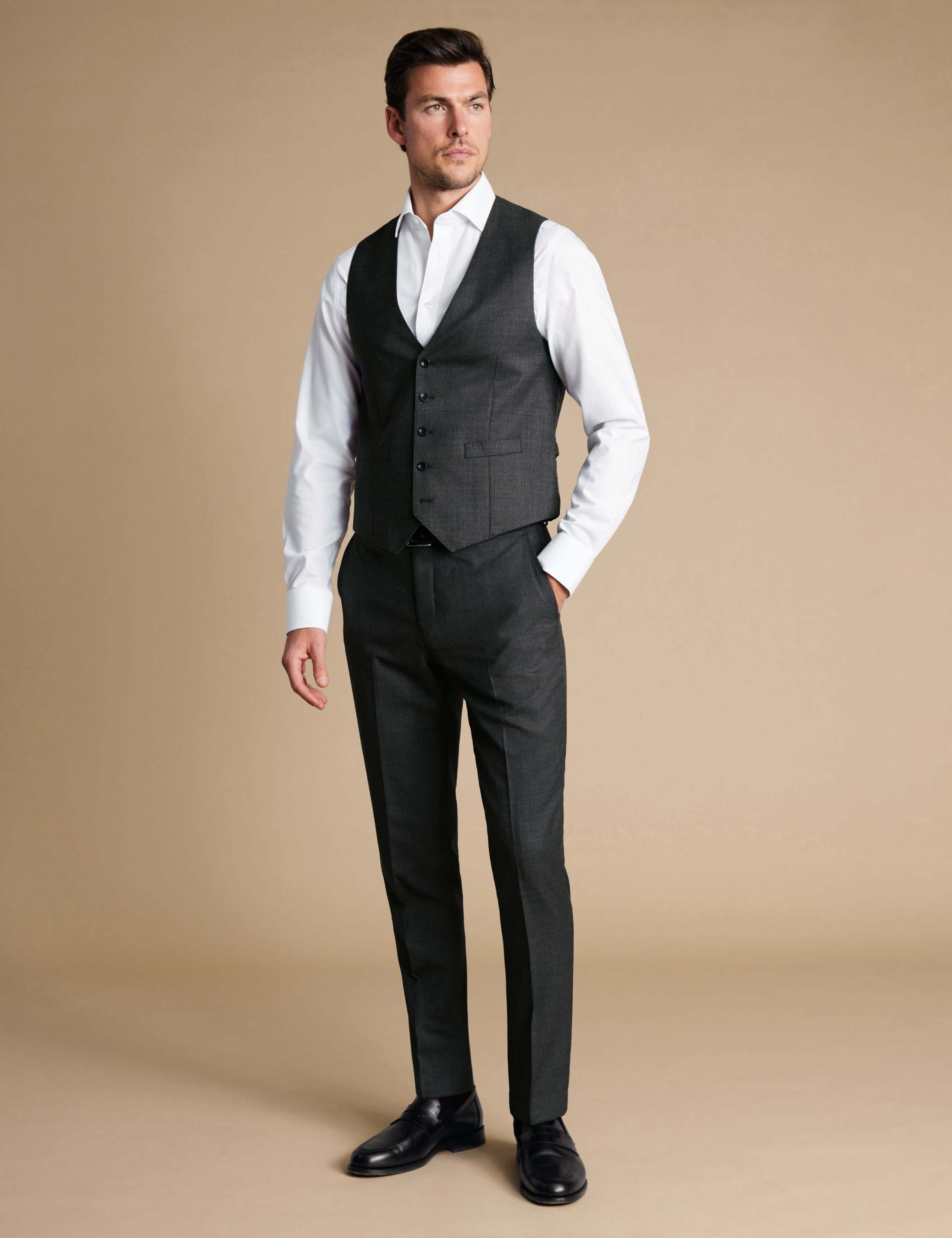 Regular Fit Pure Wool Textured Waistcoat 2 of 4