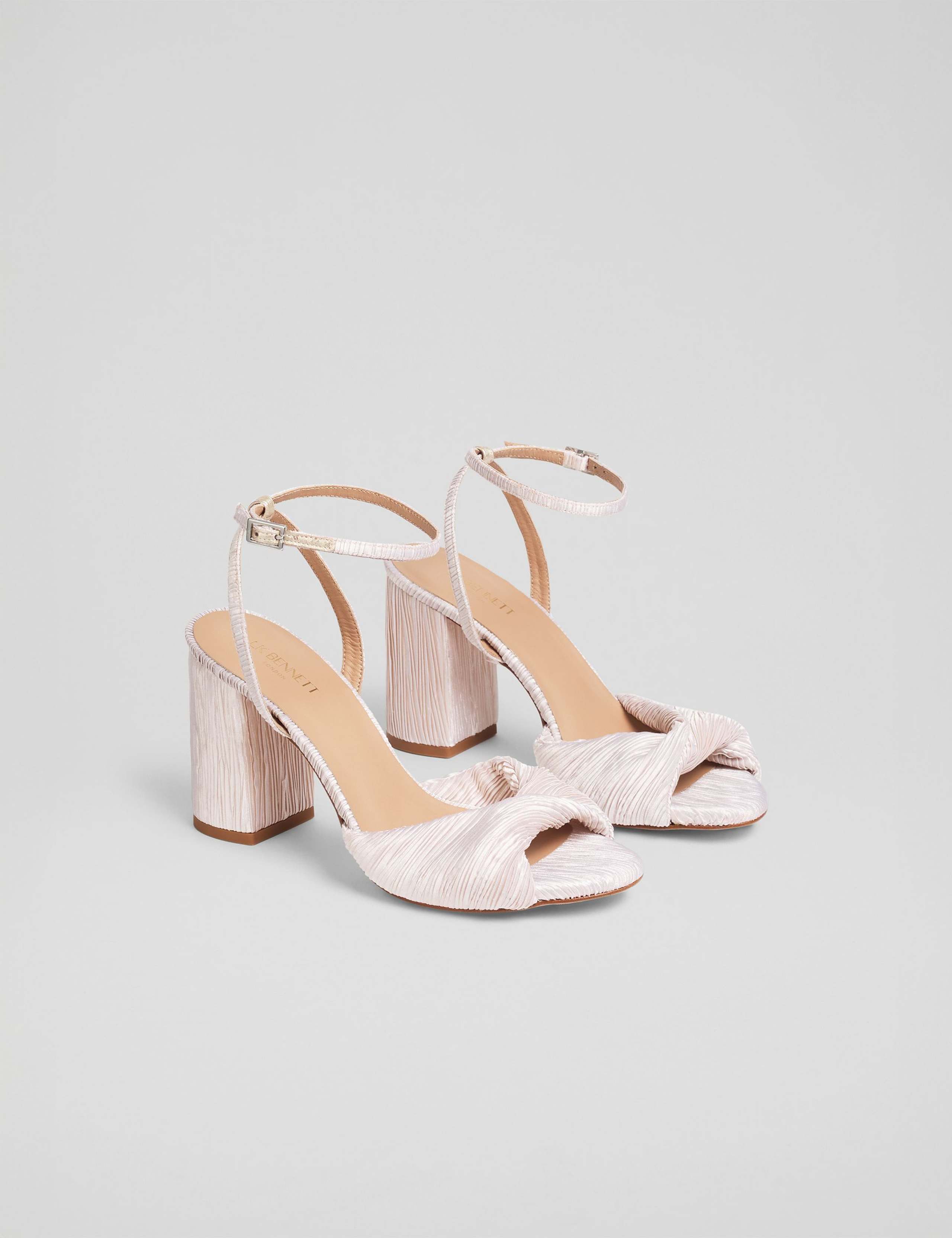 Fabric Ankle Strap Block Heel Sandals 2 of 3