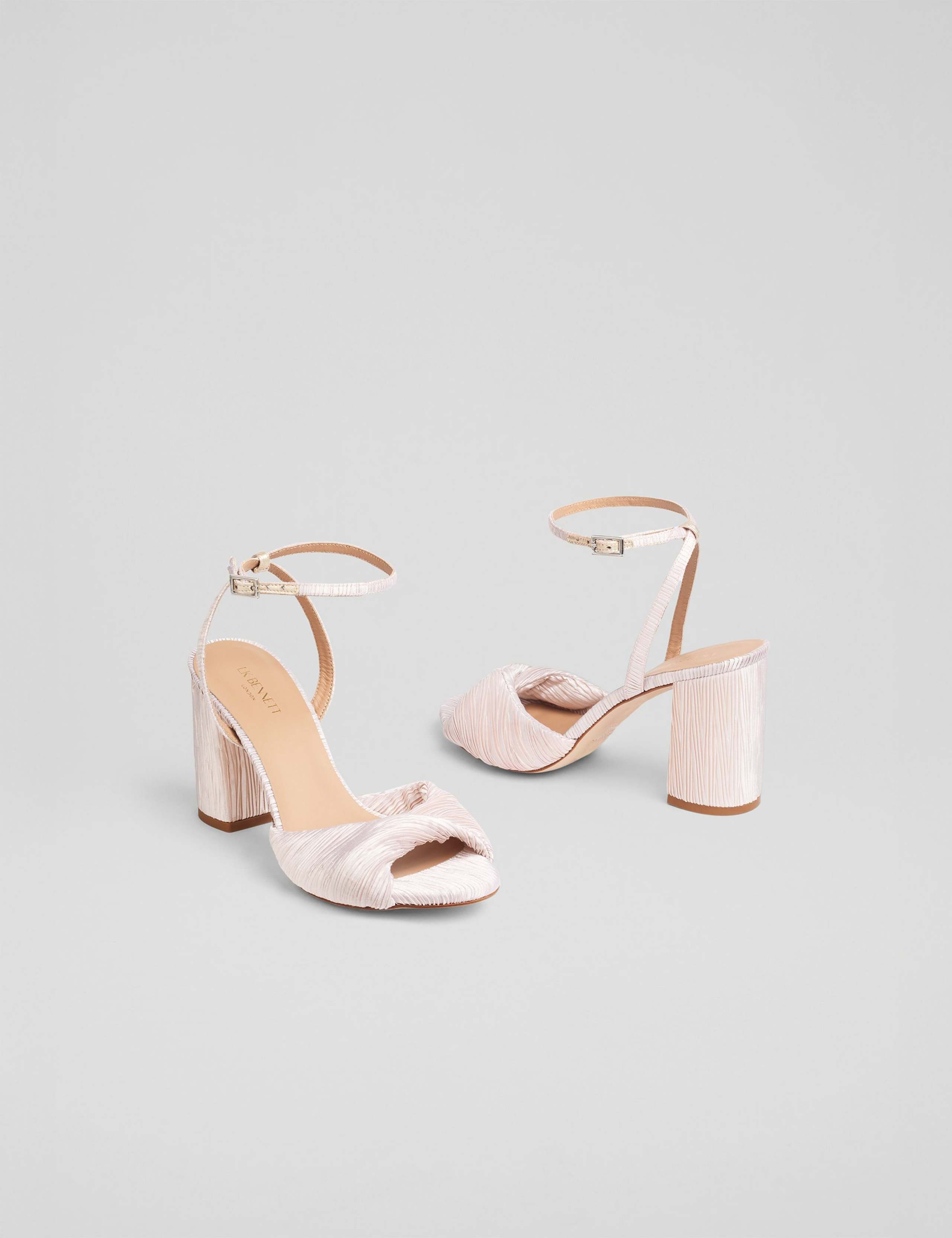 Fabric Ankle Strap Block Heel Sandals 3 of 3