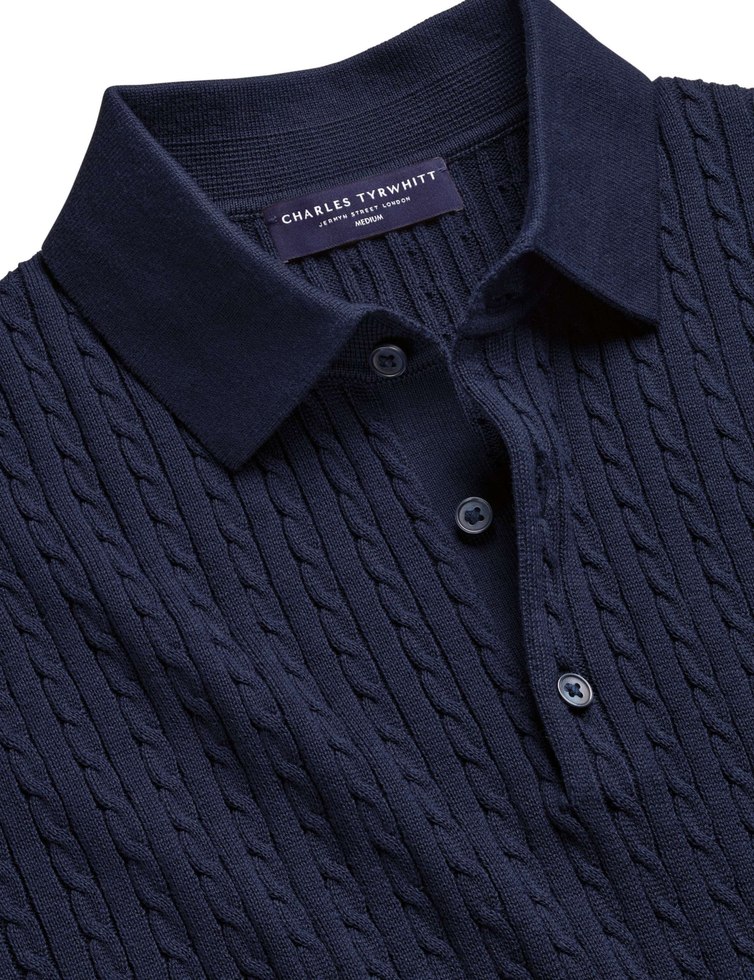 Pure Cotton Cable Knitted Polo Shirt 4 of 4