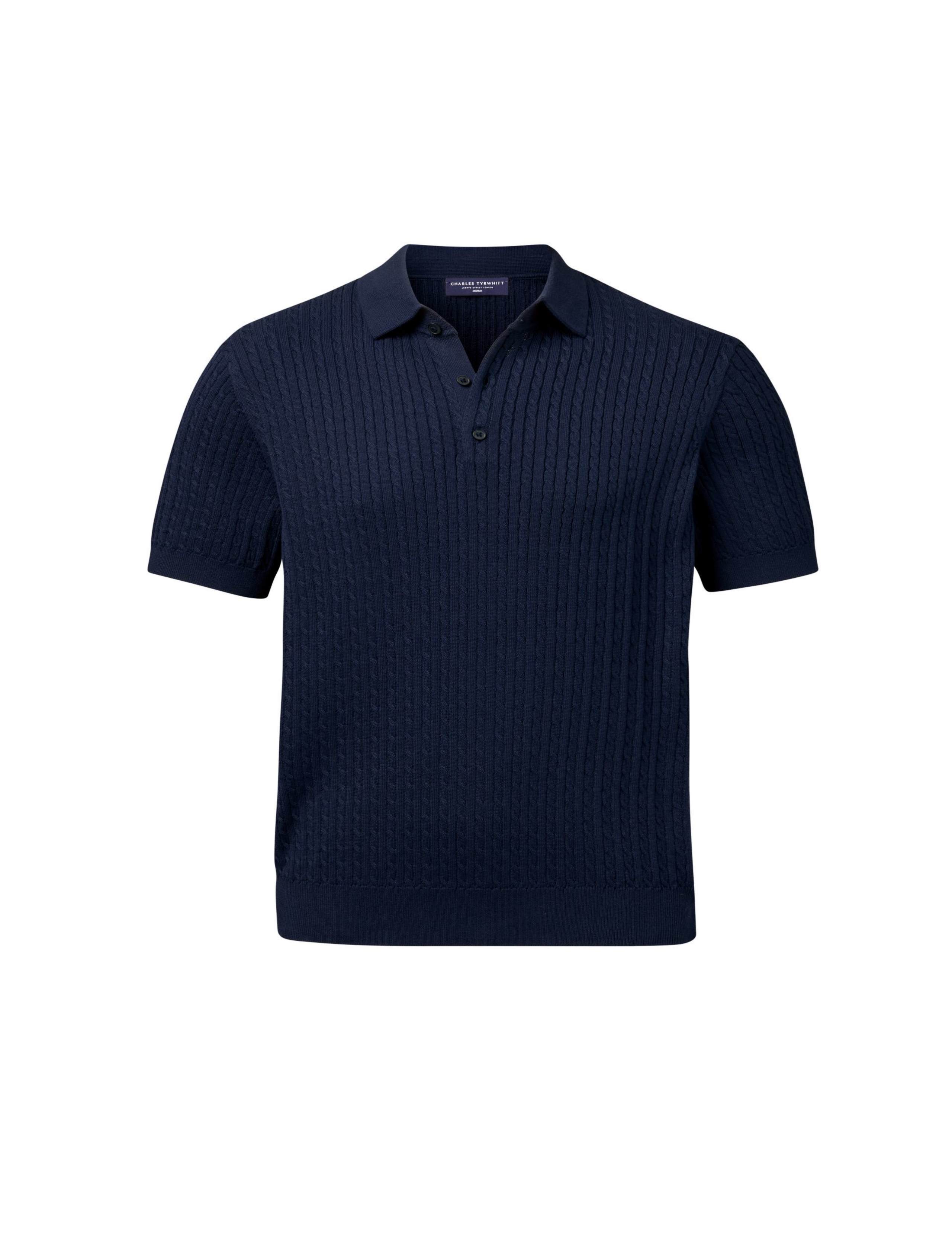 Pure Cotton Cable Knitted Polo Shirt 2 of 4