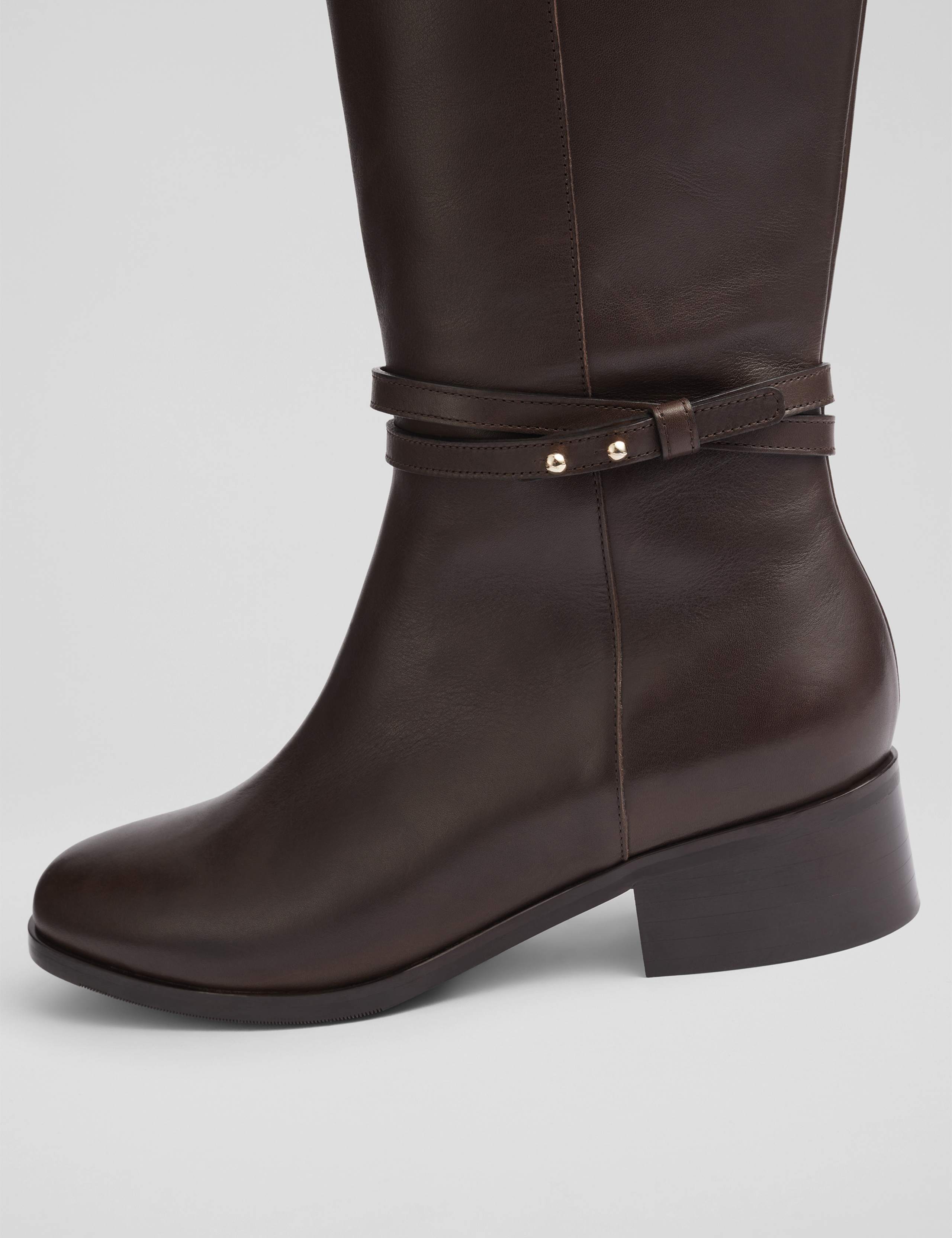 Leather Block Heel Riding Boots 2 of 4