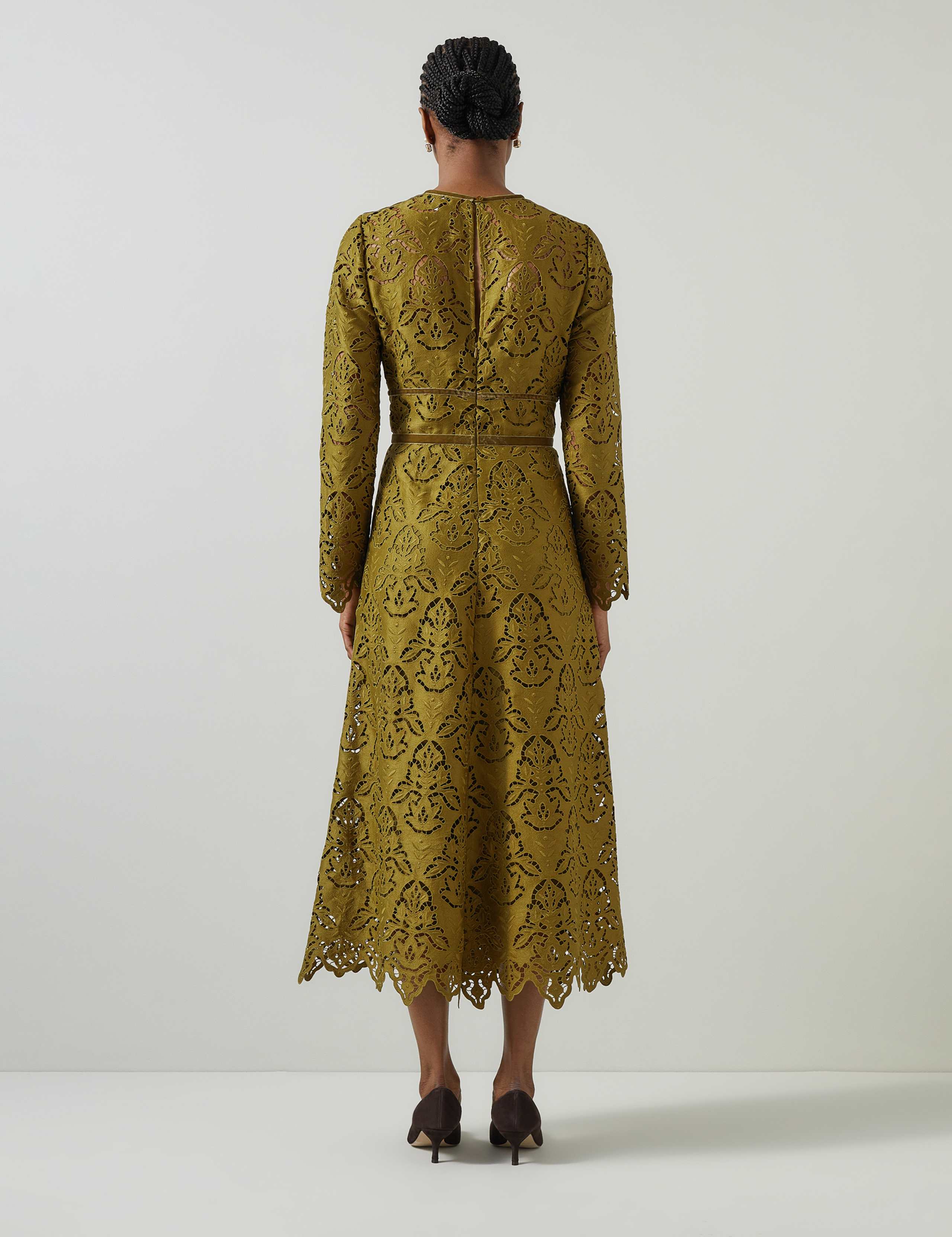 Velvet Floral Midi Skater Dress 3 of 4