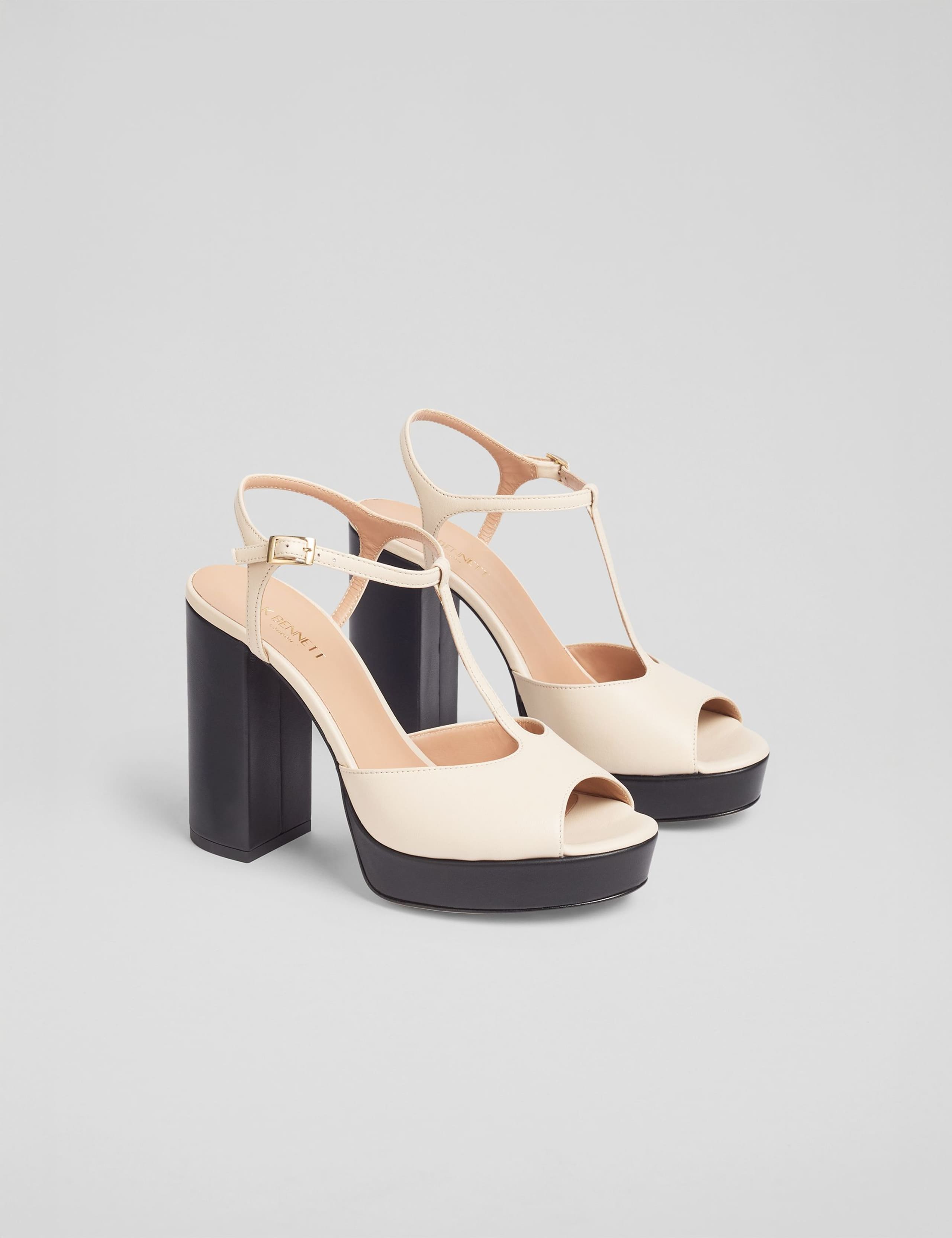 Leather T-Bar Block Heel Platform Sandals 2 of 4