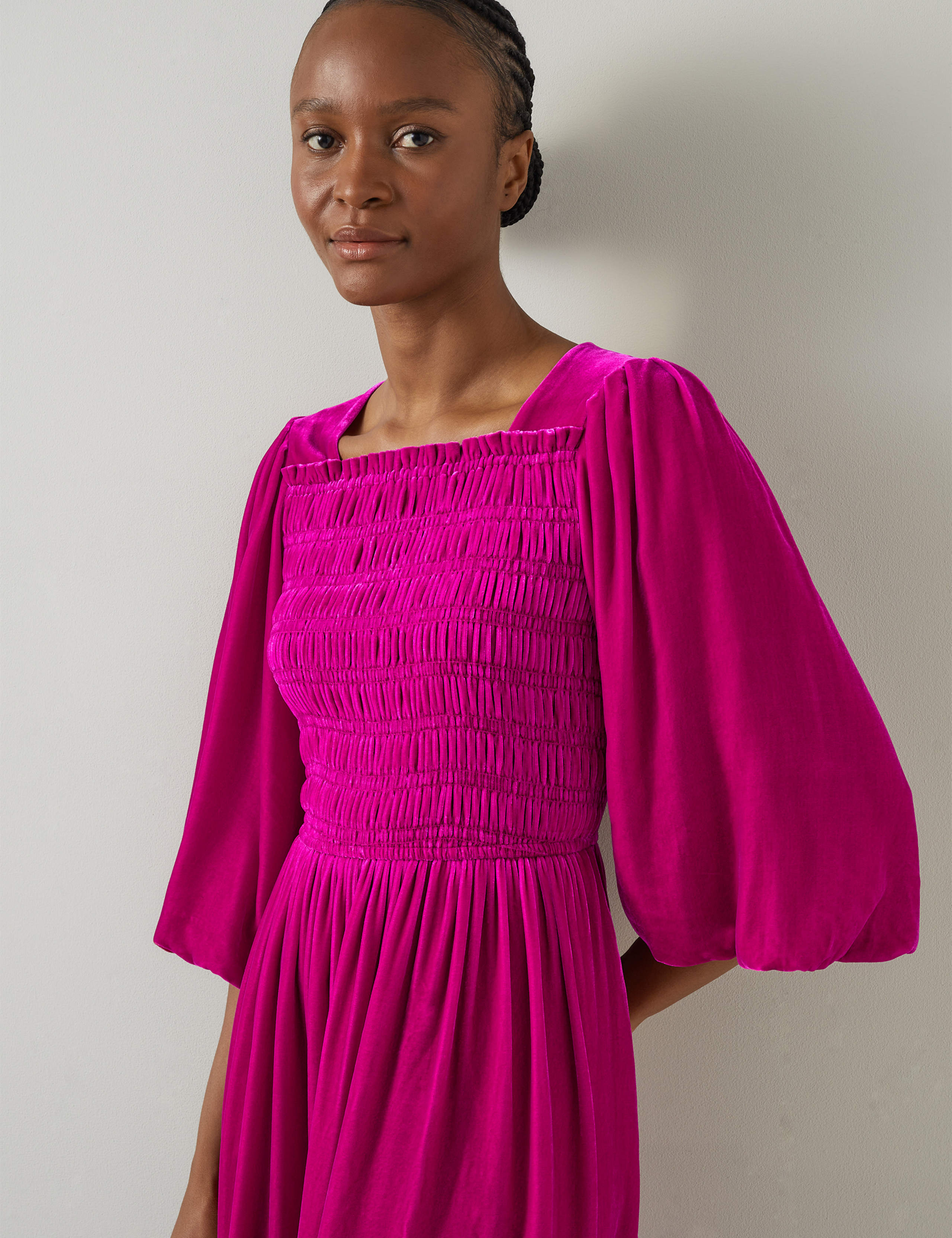 Velvet Midi Skater Dress with Silk 4 of 4