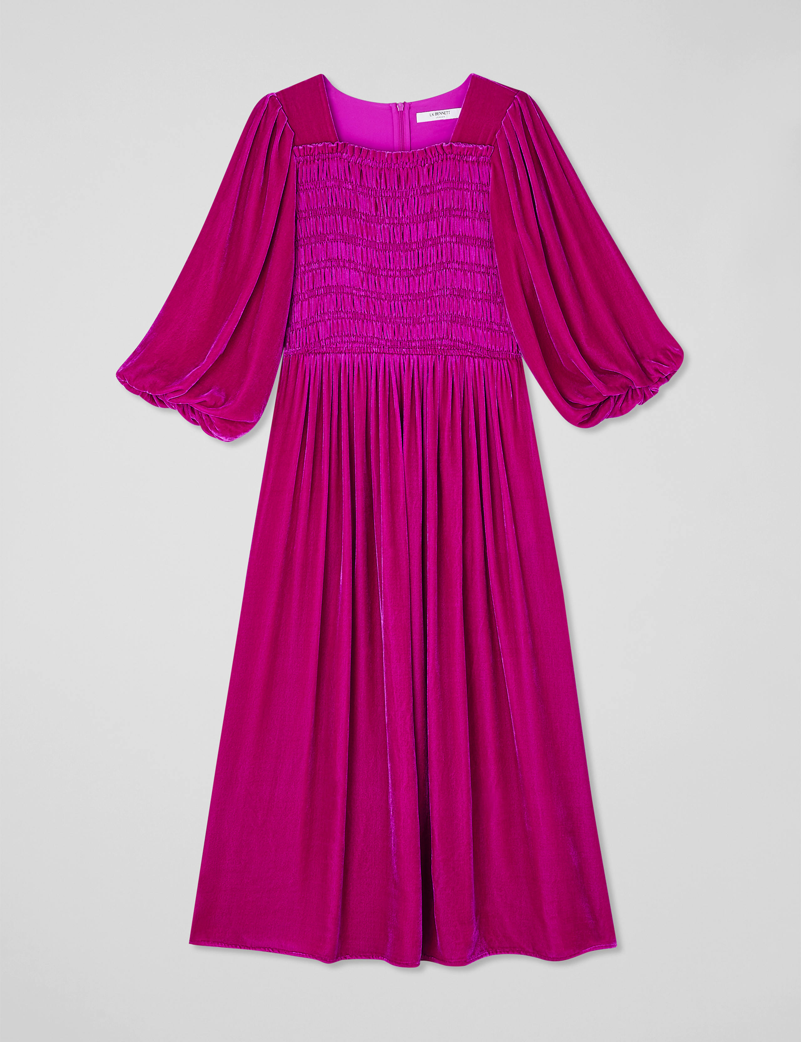 Velvet Midi Skater Dress with Silk 2 of 4