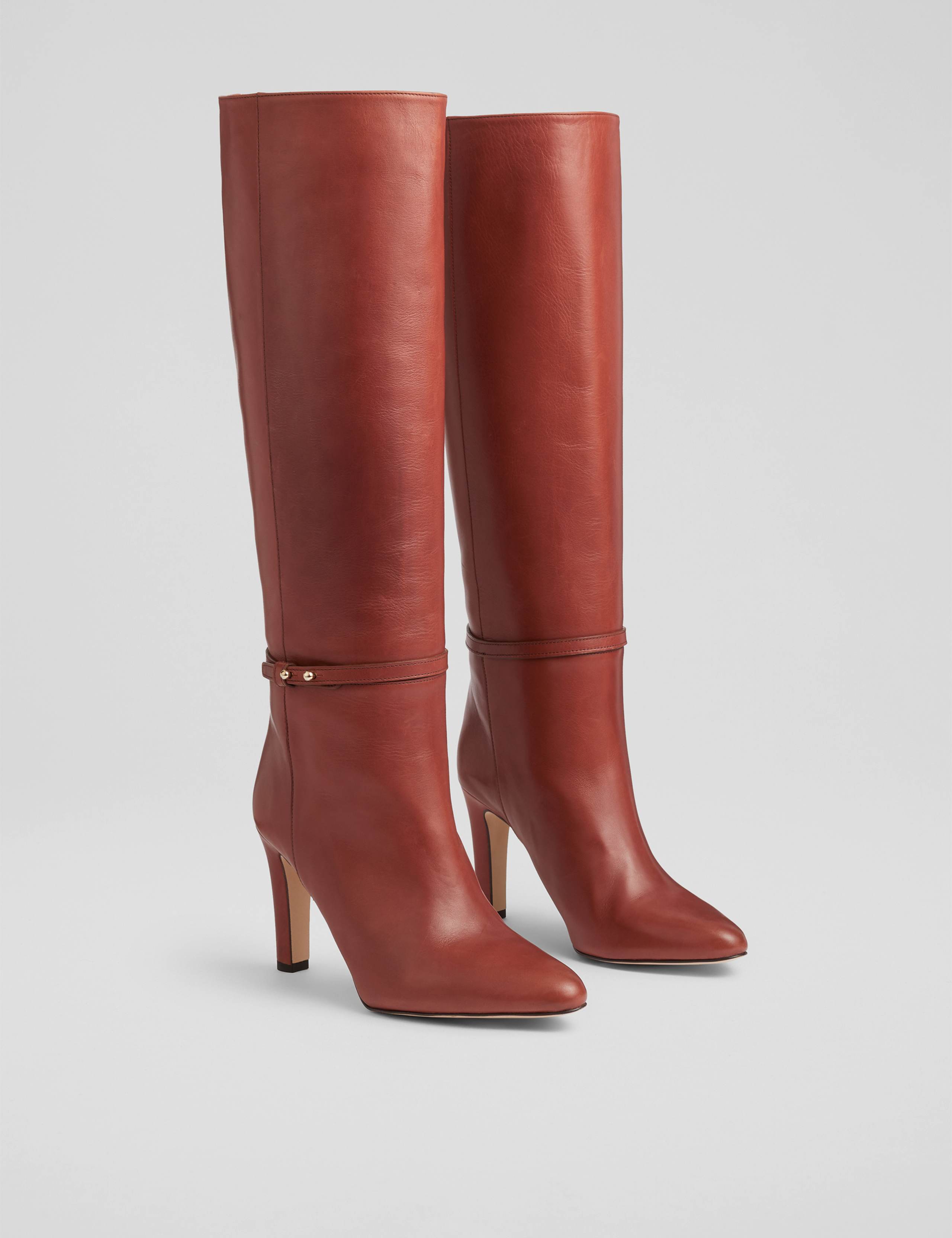 Leather Stiletto Heel Knee High Boots 2 of 4