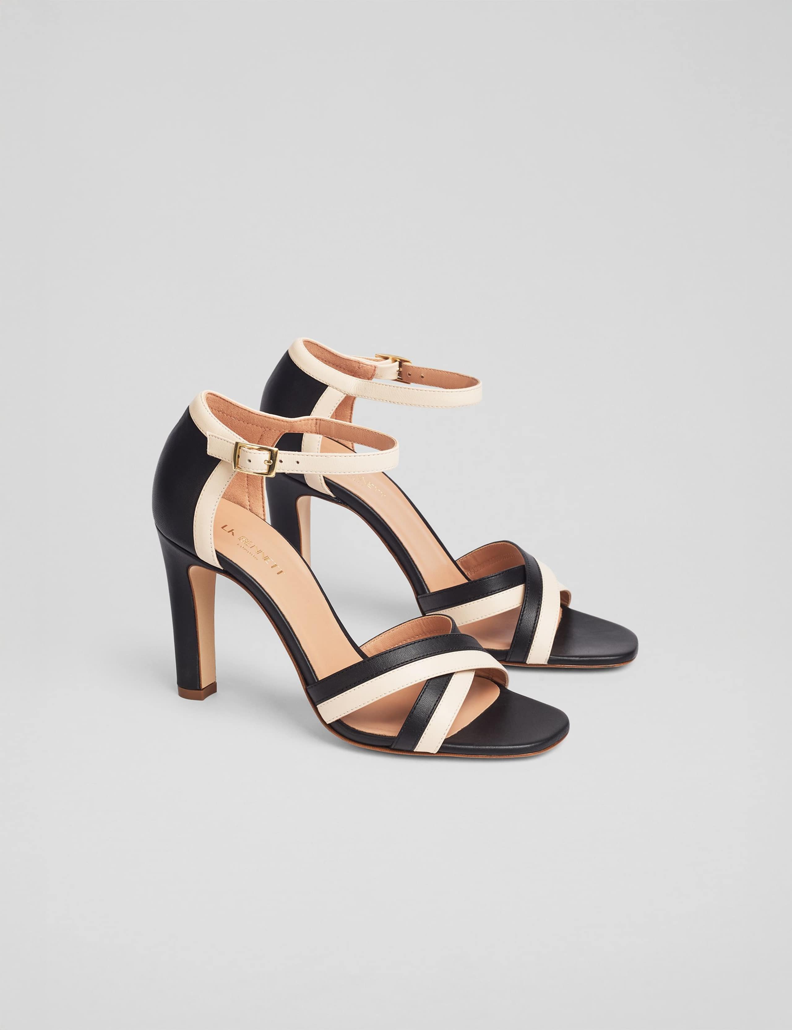 Leather Colour Block Stiletto Heel Sandals 2 of 4