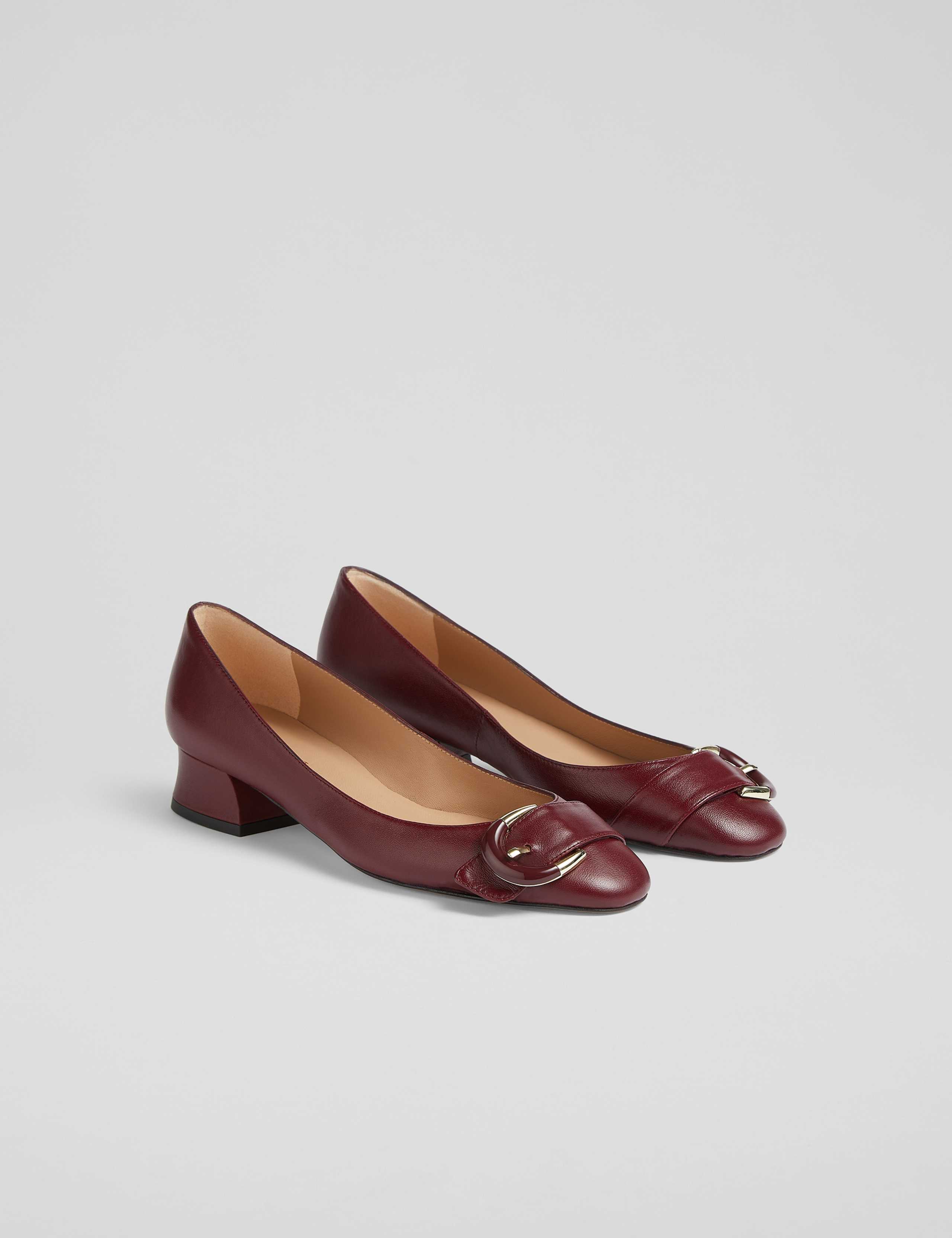 Leather Buckle Block Heel Pumps 2 of 4
