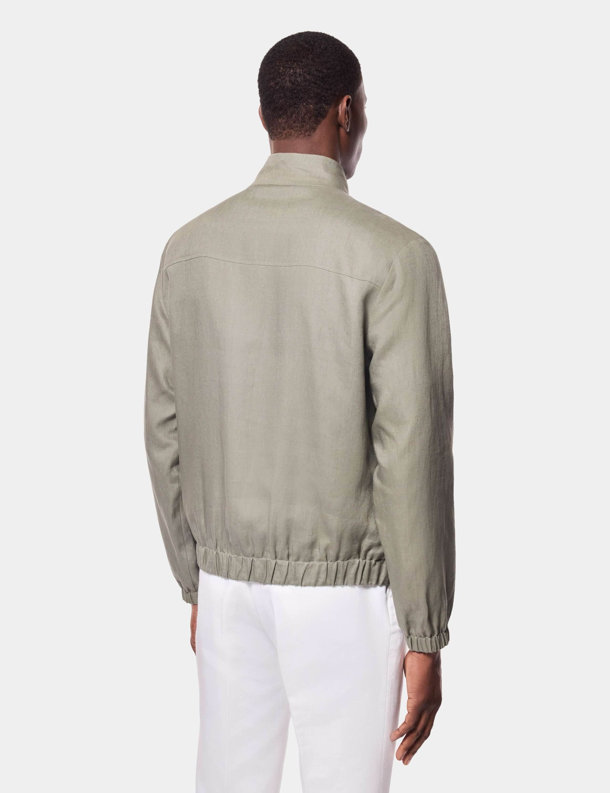 Pure Linen Funnel Neck Zip Up Bomber Jacket 2 of 3