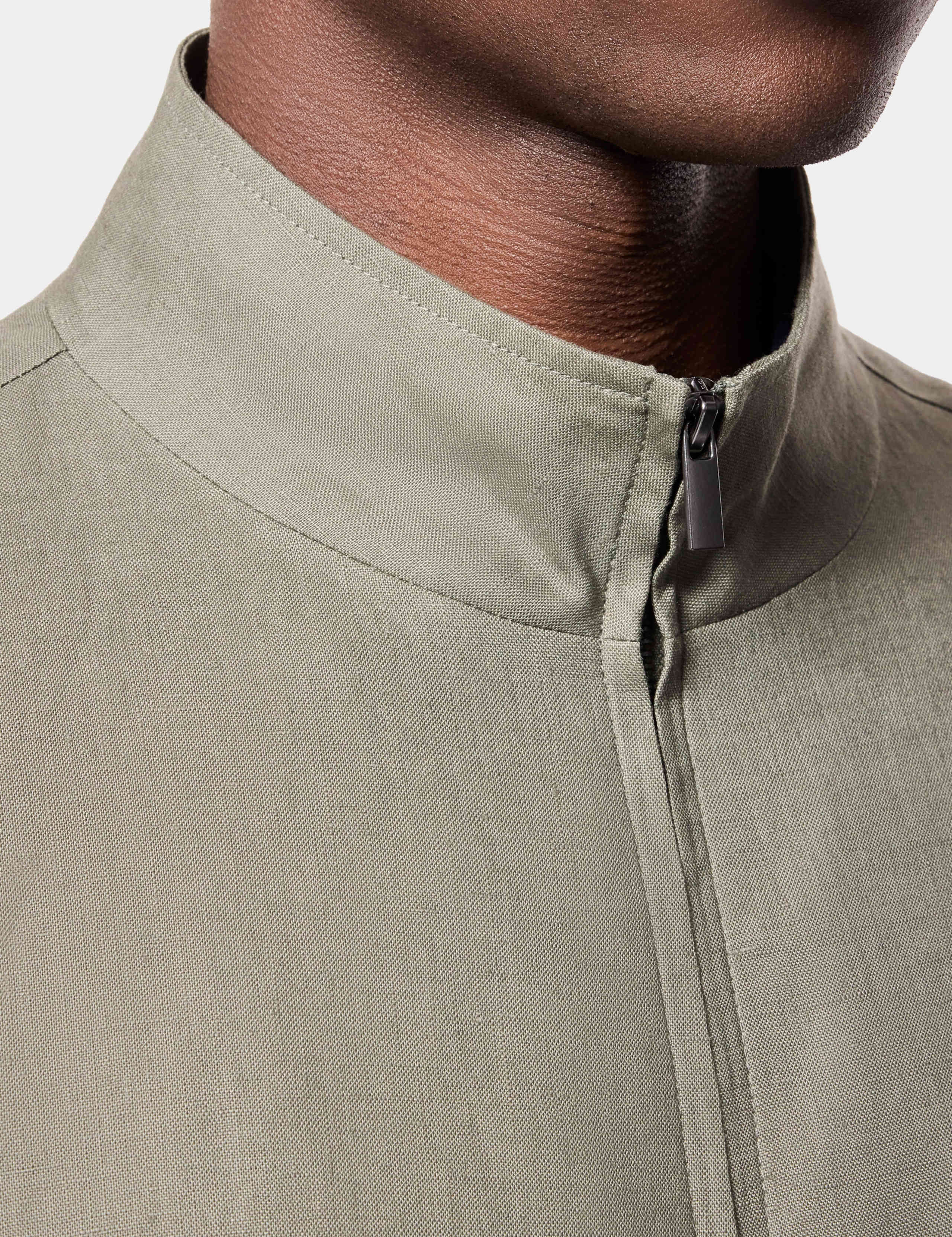 Pure Linen Funnel Neck Zip Up Bomber Jacket 3 of 3