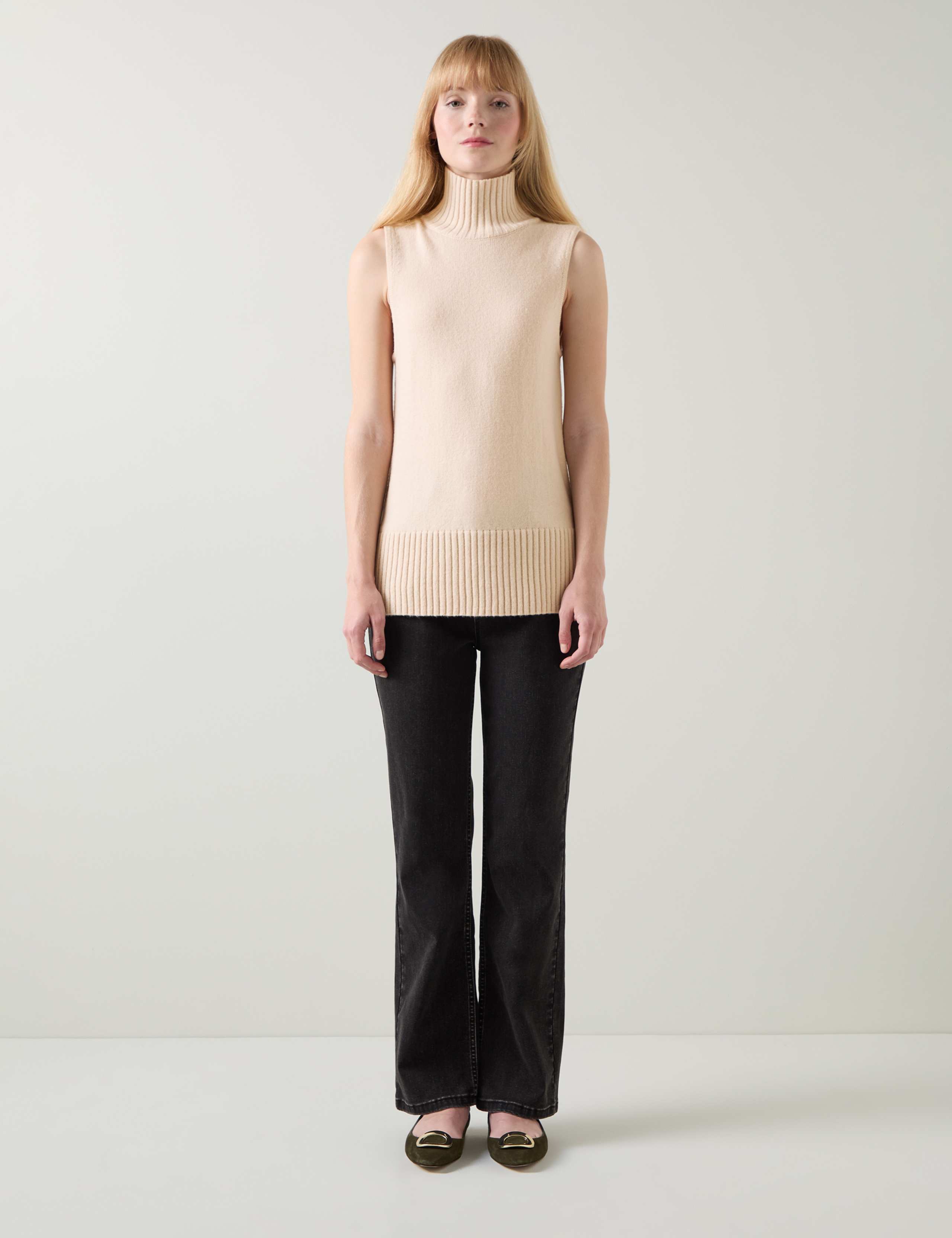Wool Rich Roll Neck Knitted Vest 1 of 4