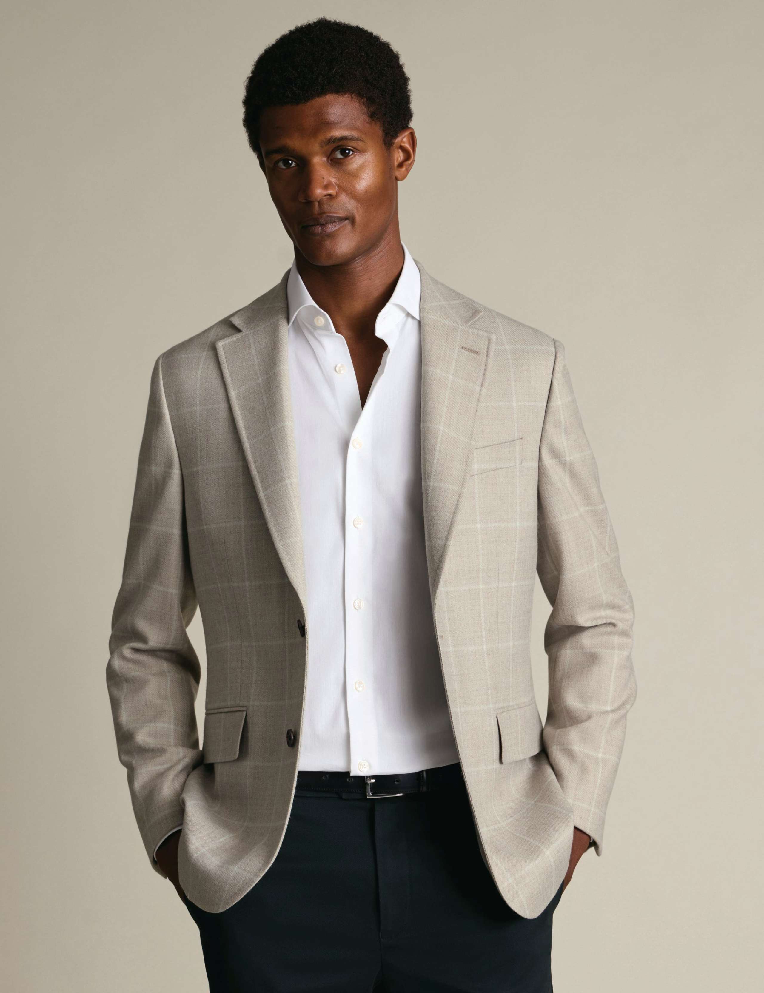 Slim Fit Pure Wool Check Textured Blazer 1 of 5