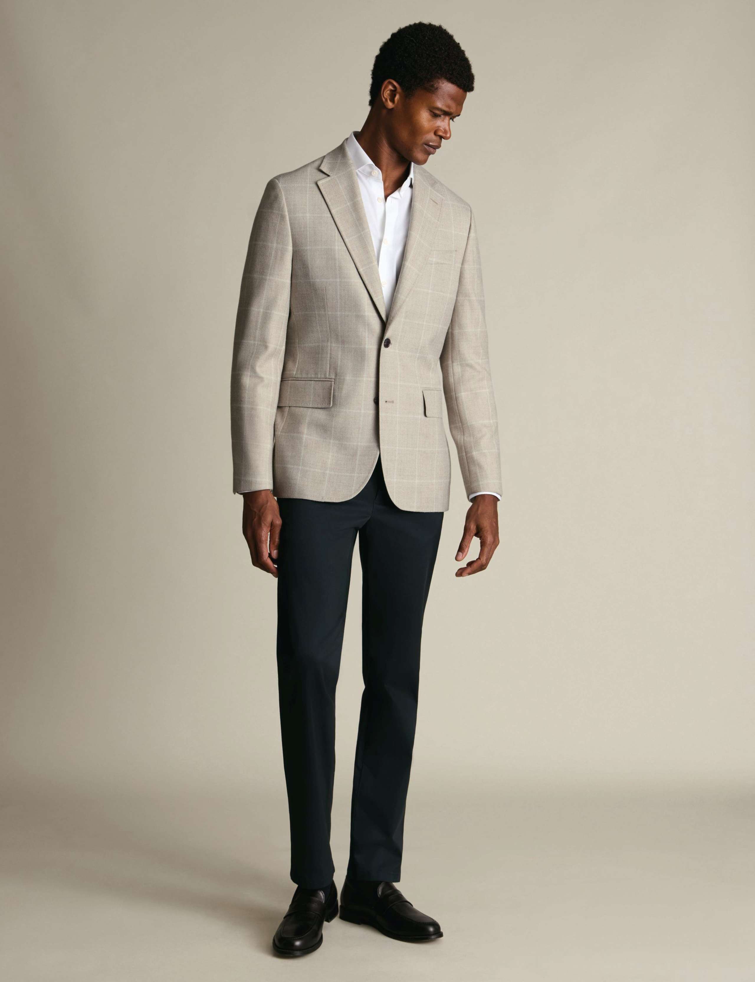 Slim Fit Pure Wool Check Textured Blazer 2 of 5