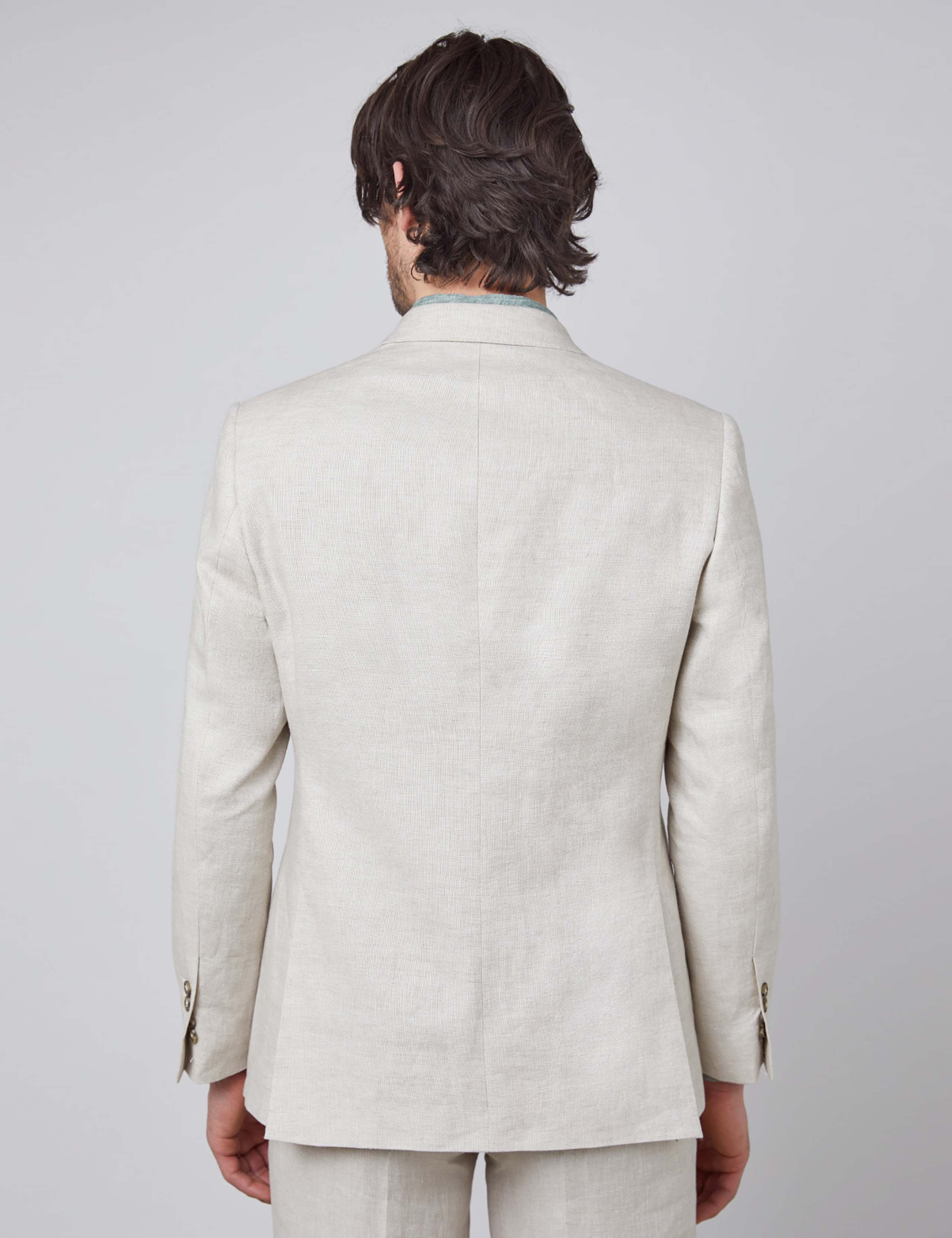 Tailored Fit Linen Double Breasted Suit Jacket 2 of 3