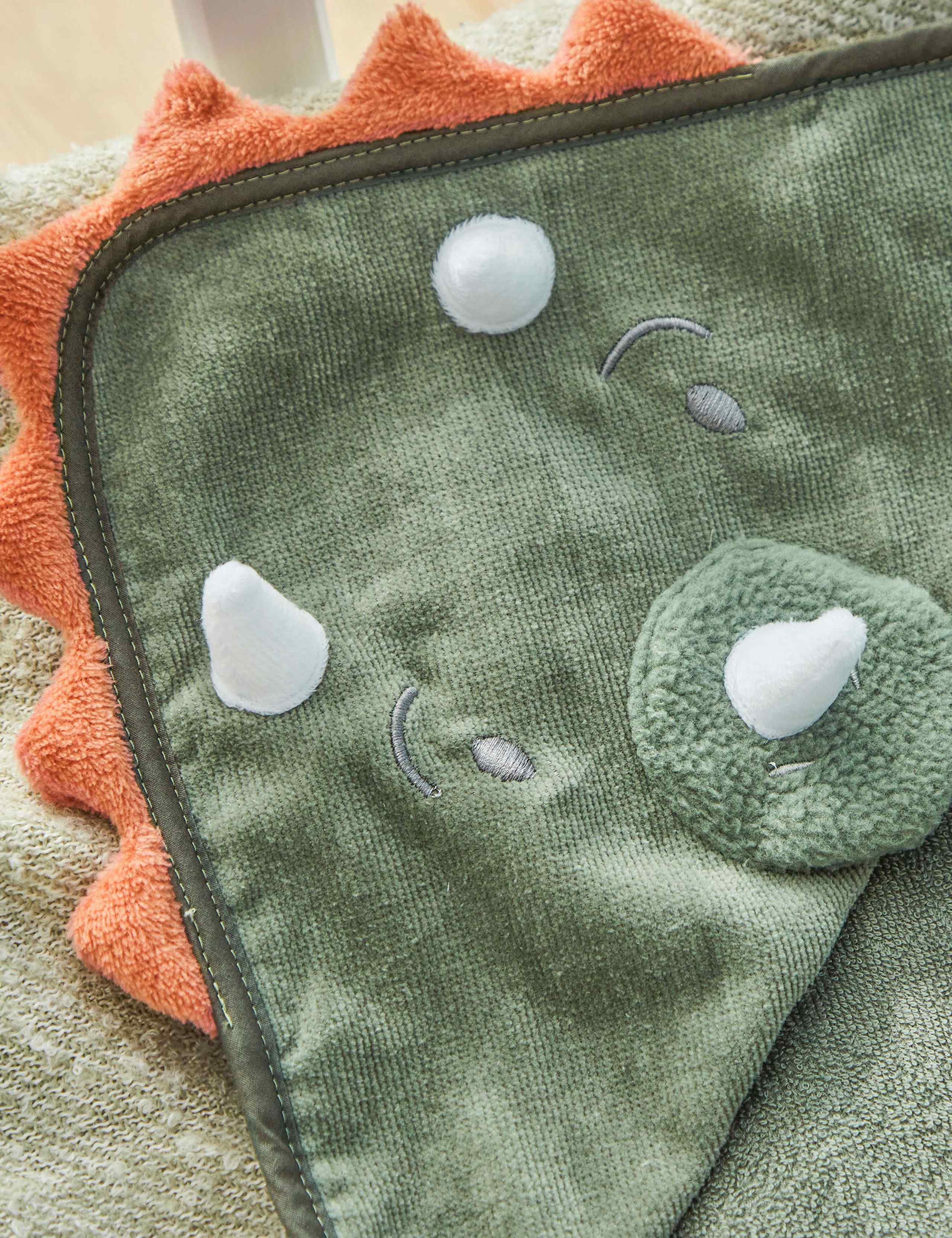 Personalised Green Dinosaur Hooded Towel 2 of 3