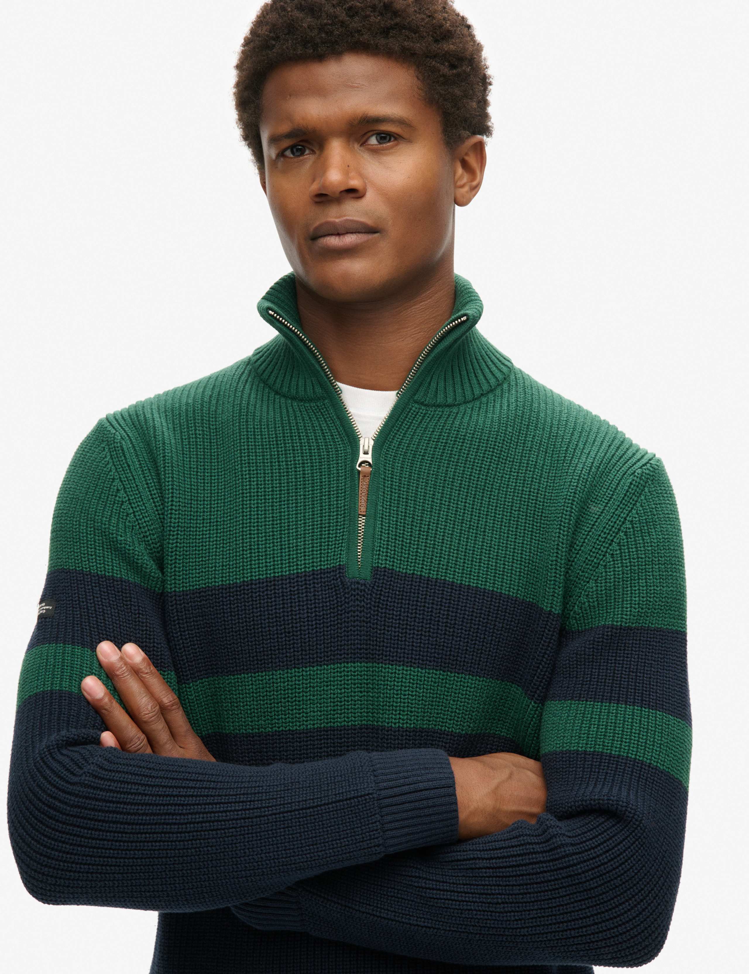 Pure Cotton Striped Half Zip Jumper 4 of 5