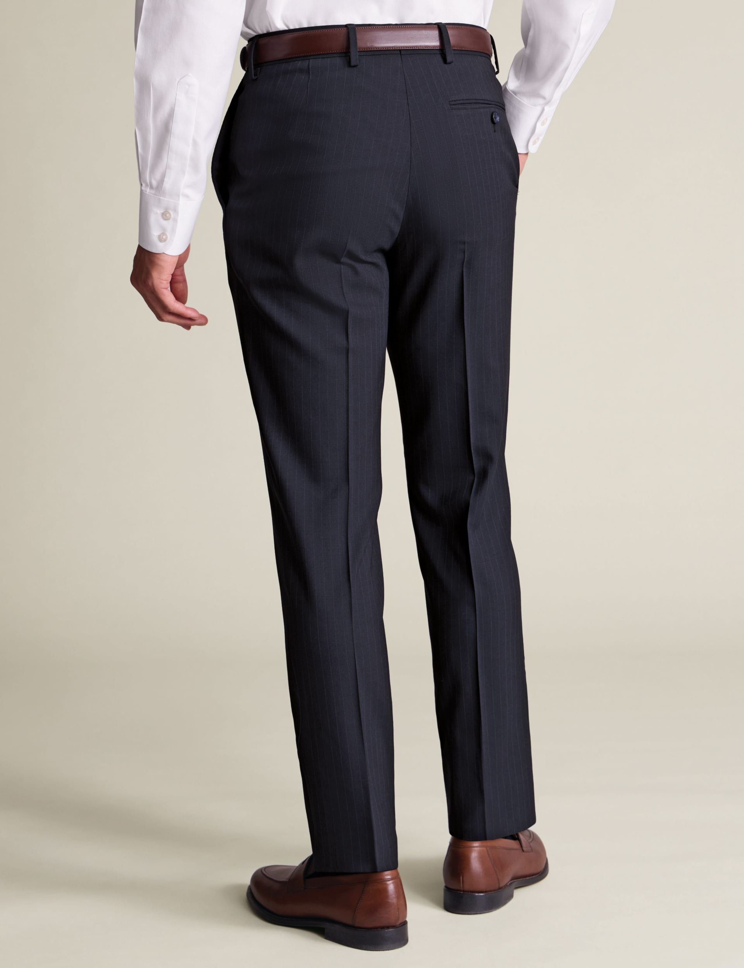 Slim Fit Wool Rich Striped Trousers 3 of 4