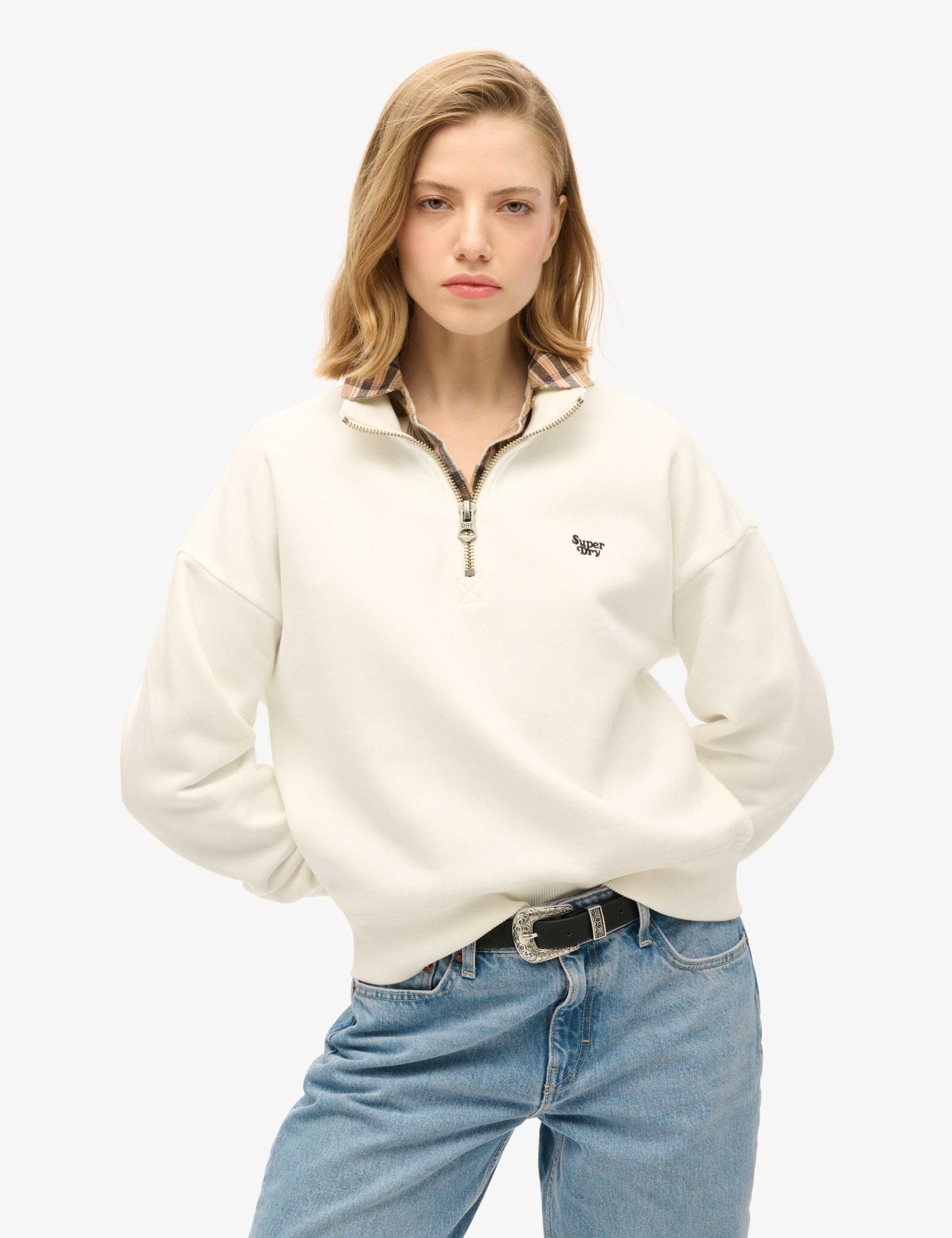 Cotton Rich Funnel Neck Half Zip Sweatshirt 2 of 4