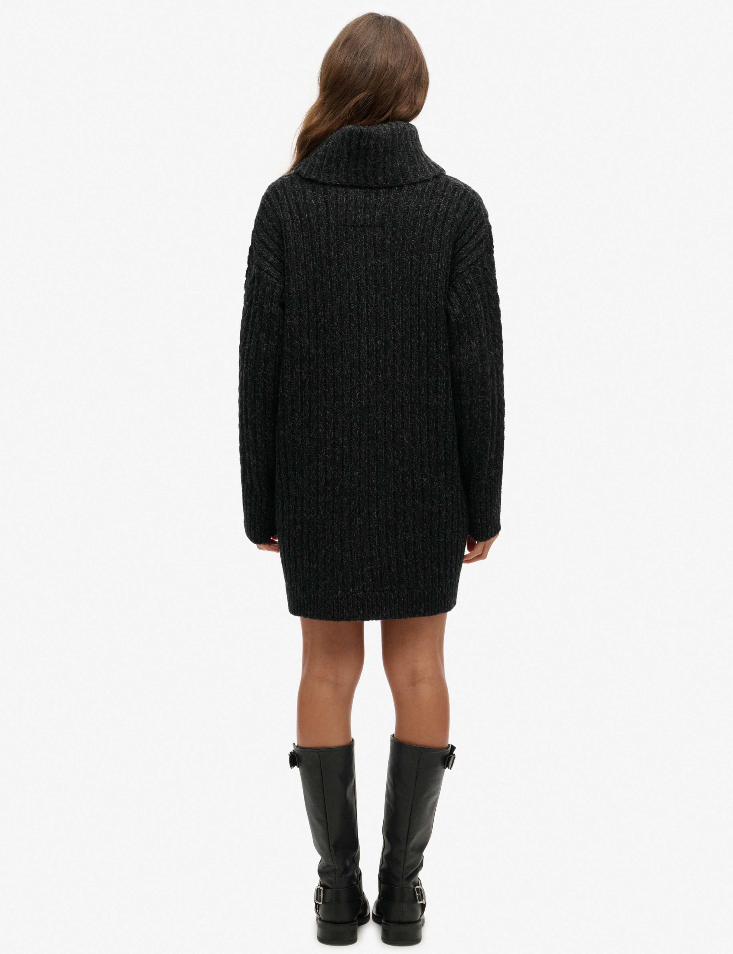 Cable Knit Roll Neck Jumper Dress with Wool 5 of 7