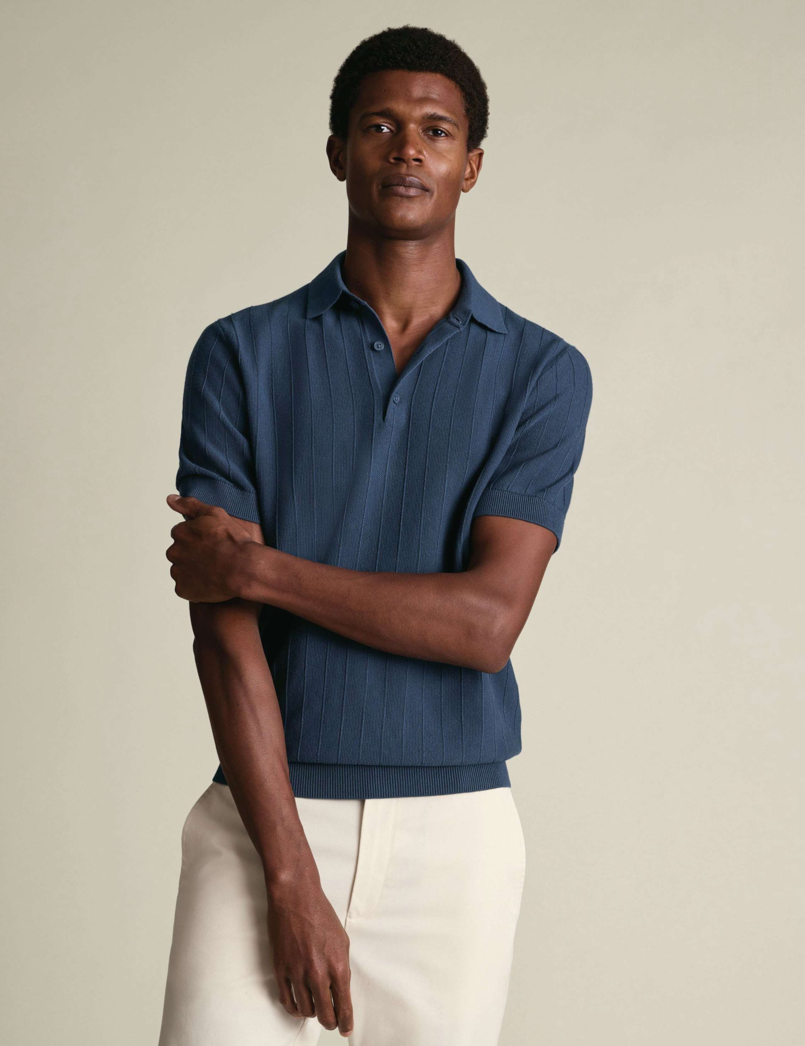 Pure Cotton Textured Knitted Polo Shirt 1 of 4