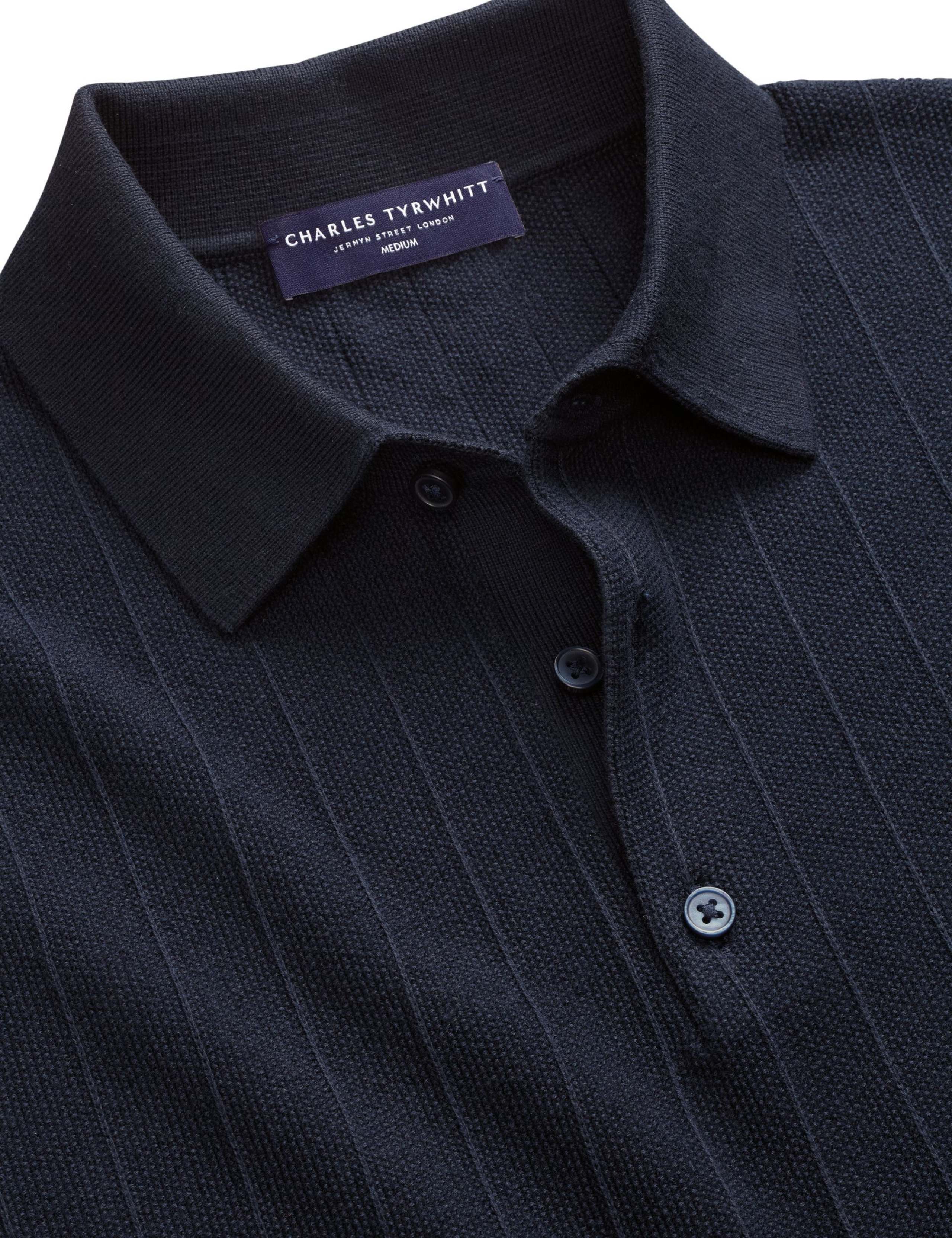 Pure Cotton Textured Knitted Polo Shirt 4 of 4