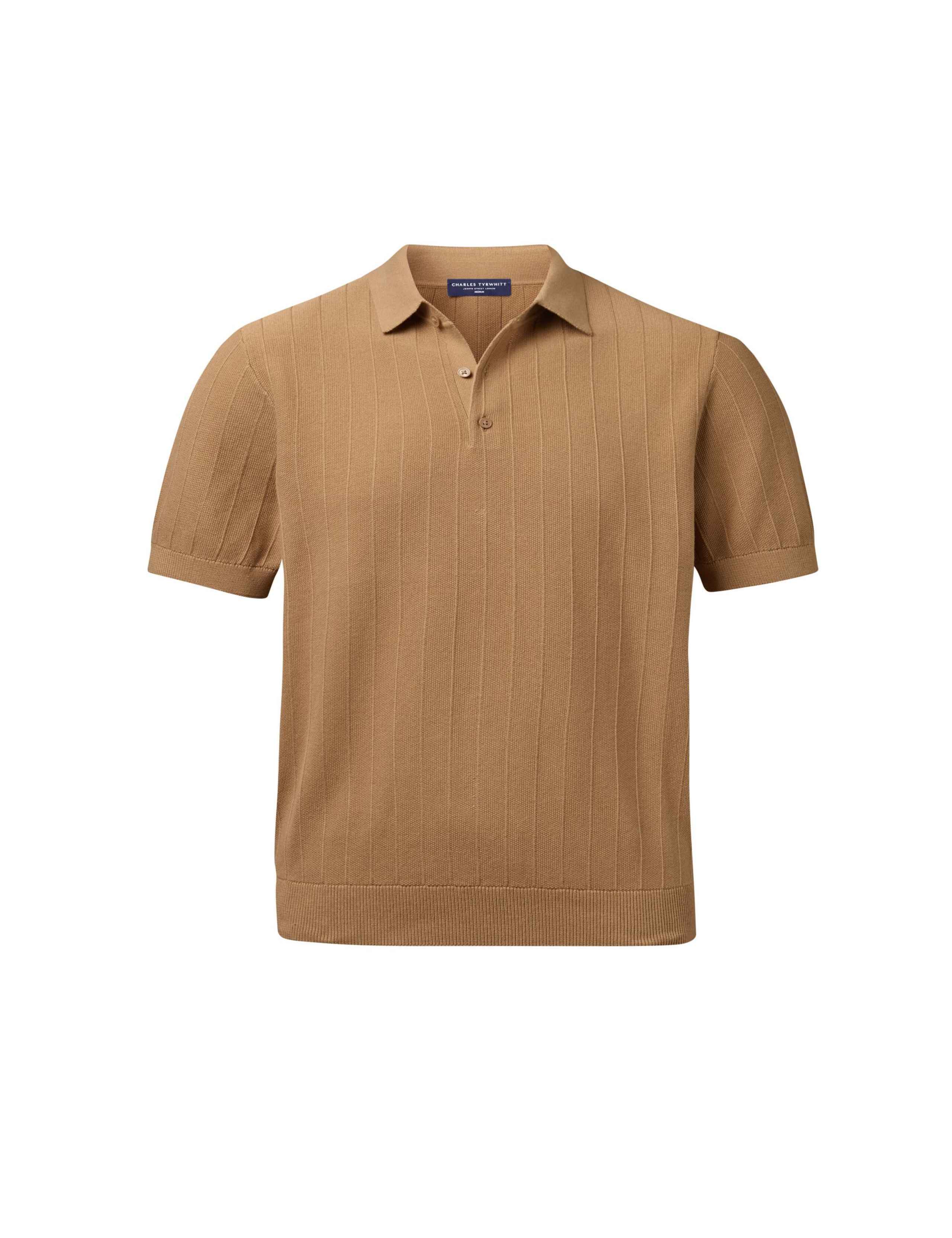 Pure Cotton Textured Knitted Polo Shirt 2 of 4