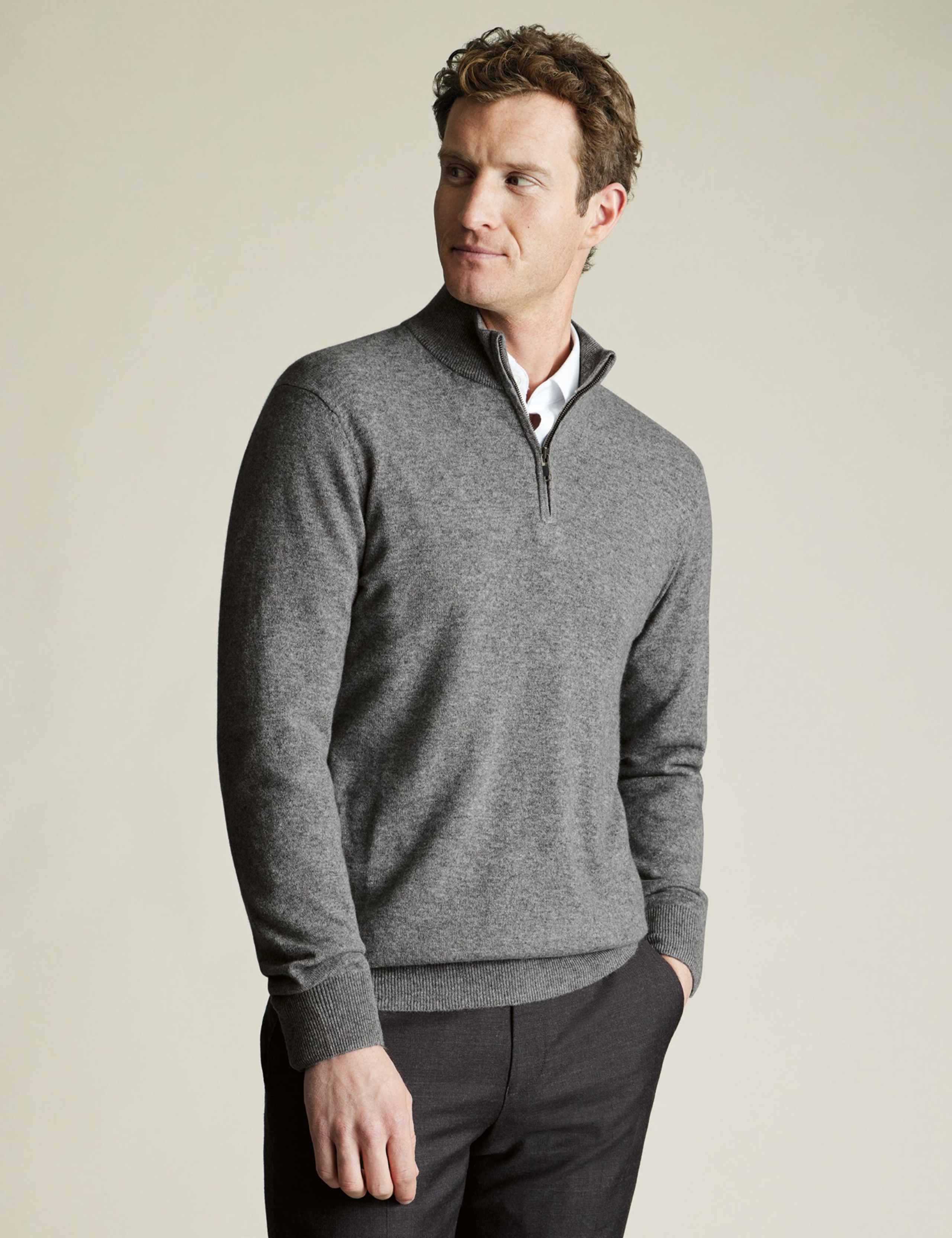 Pure Cashmere Half Zip Jumper 1 of 5