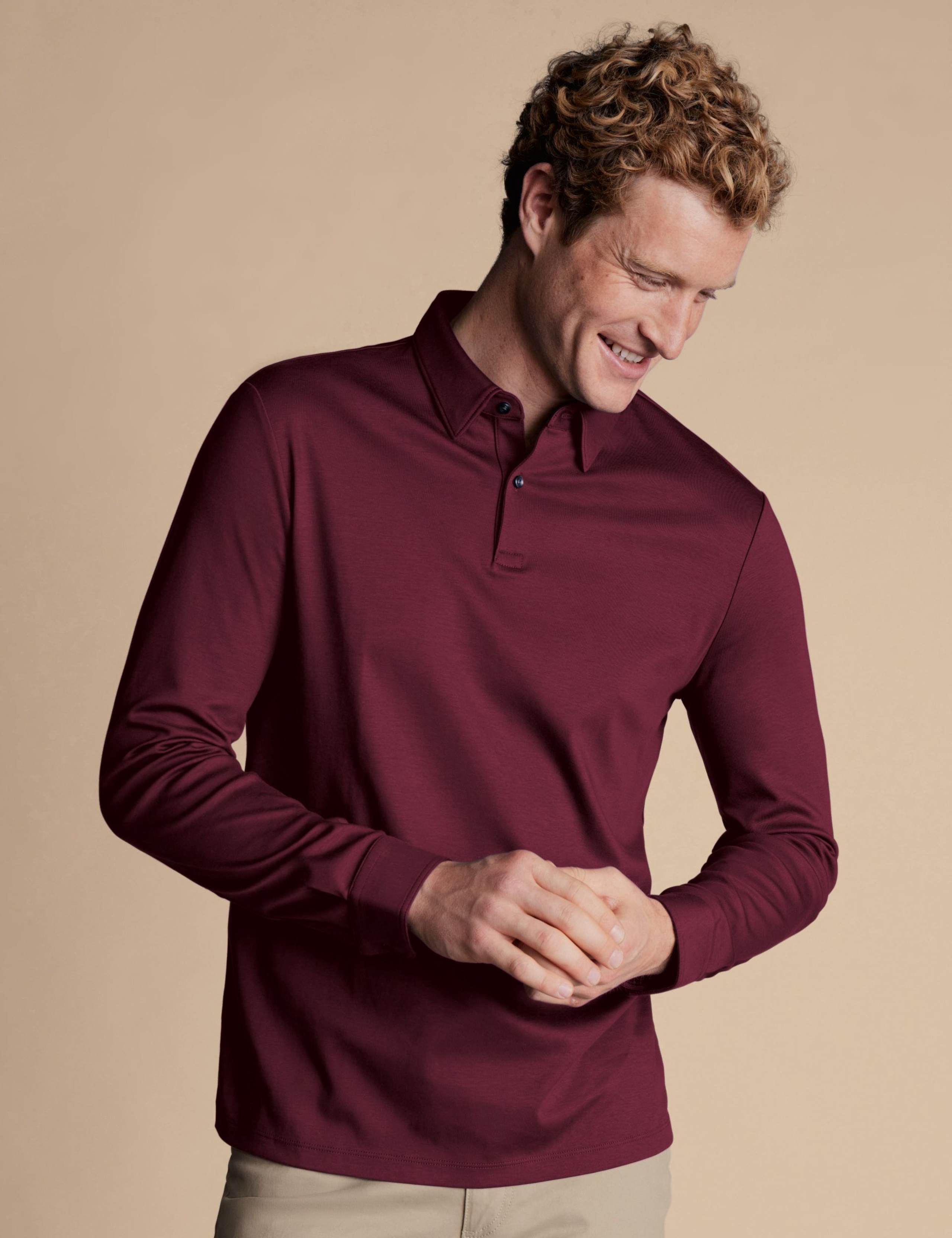 Pure Cotton Long Sleeve Polo Shirt 1 of 4