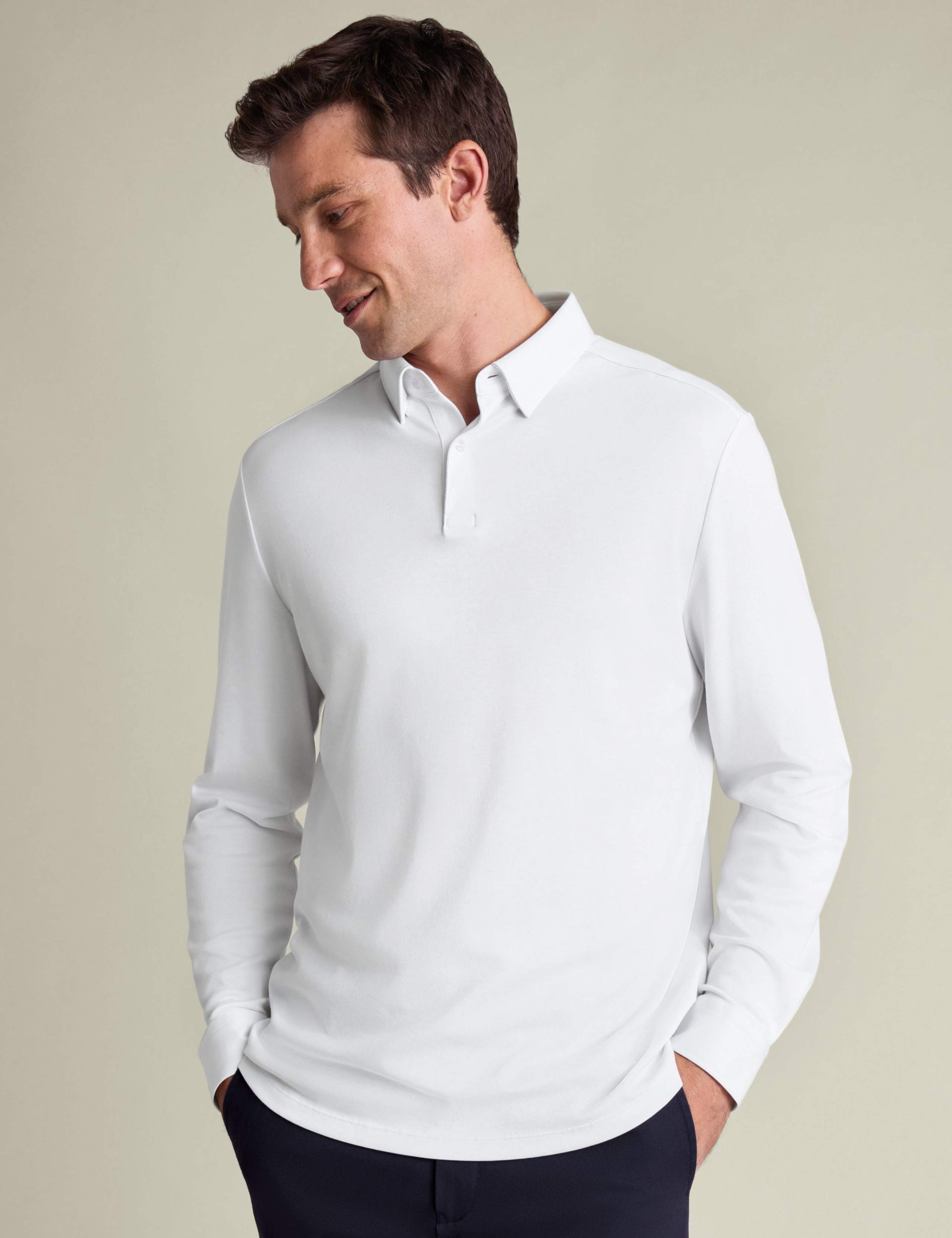 Pure Cotton Jersey Long Sleeve Polo Shirt 2 of 6