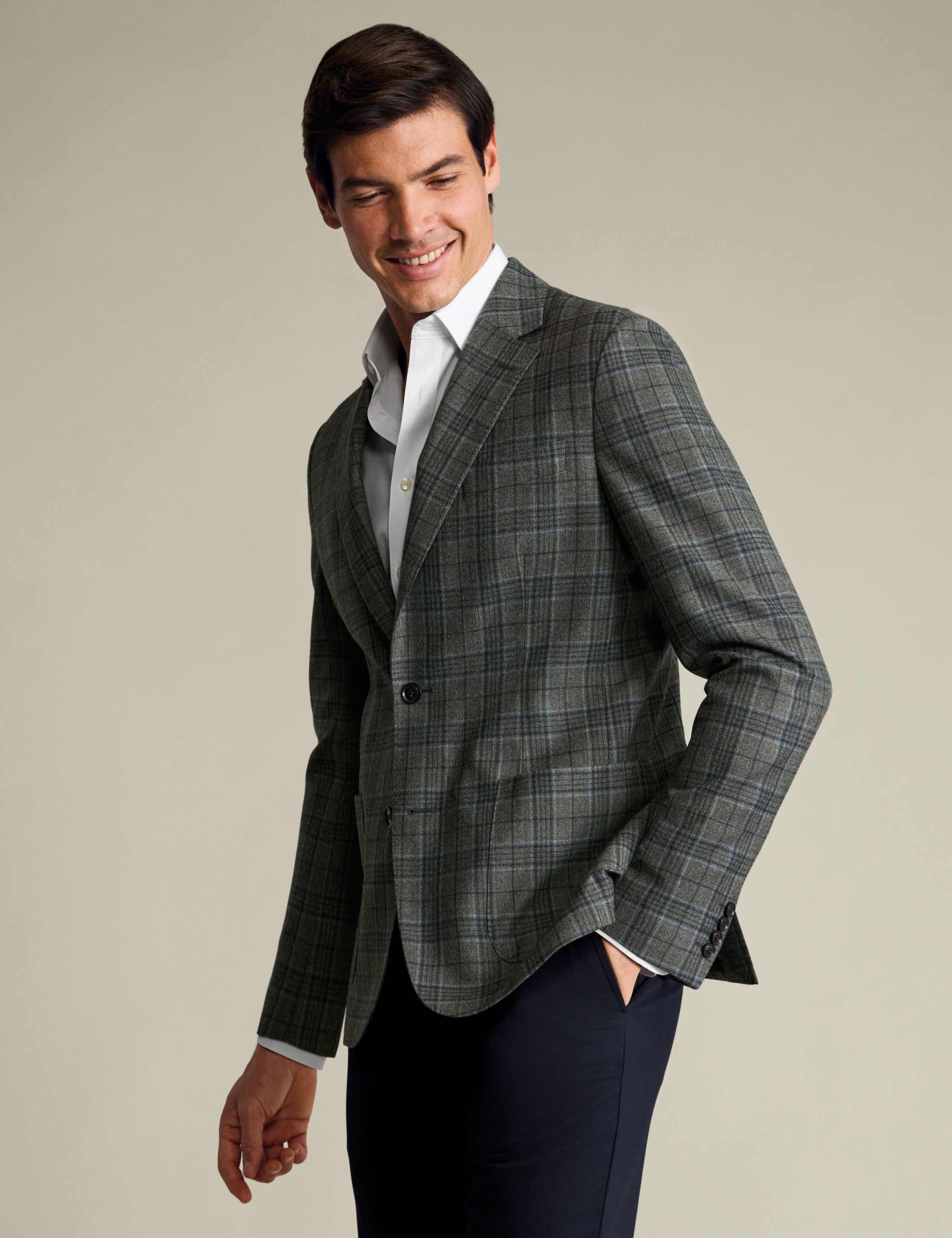 Slim Fit Wool Blend Prince of Wales Check Jacket 2 of 5