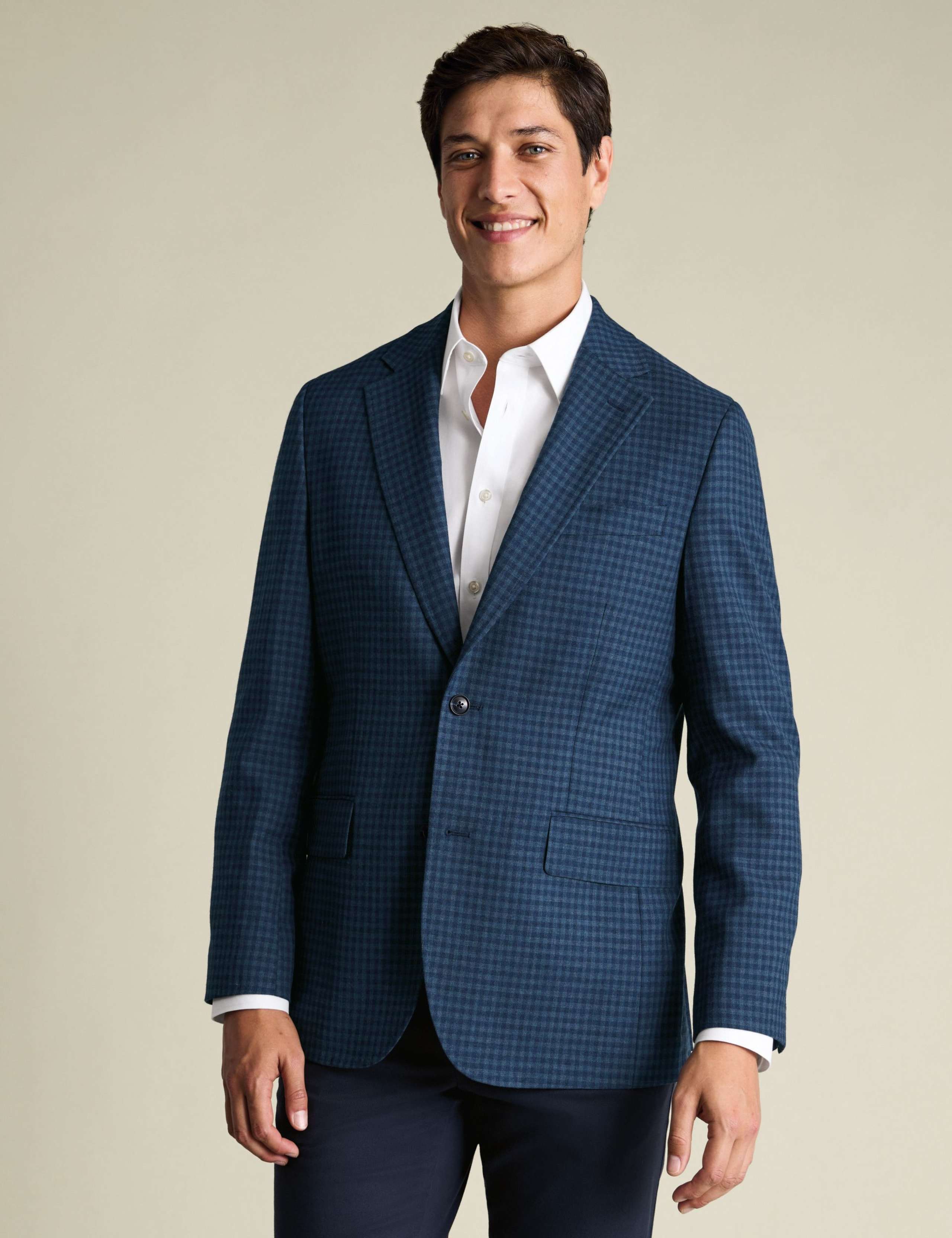 Slim Fit Wool Blend Check Textured Blazer 1 of 5