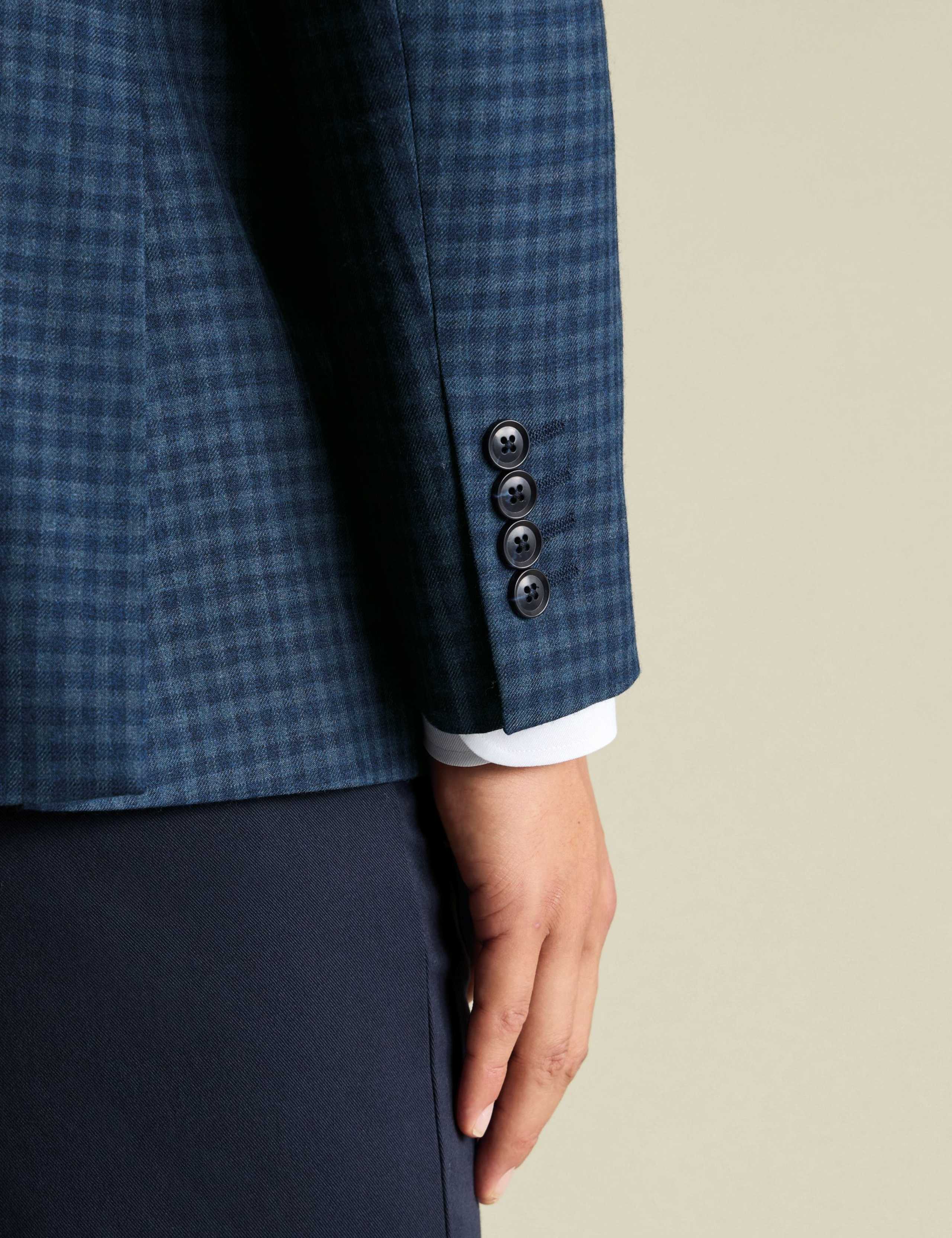 Slim Fit Wool Blend Check Textured Blazer 4 of 5